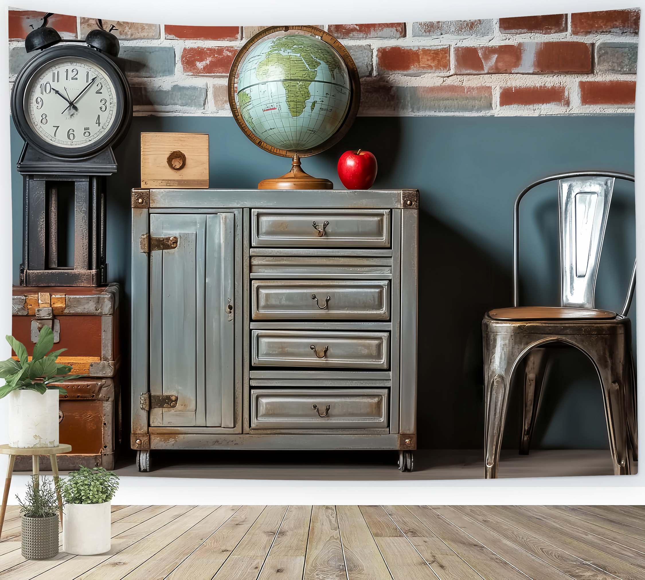 School Locker Backdrop Vintage Classroom Furniture Setup Back To School Photo Backdrop UK LXX58-116