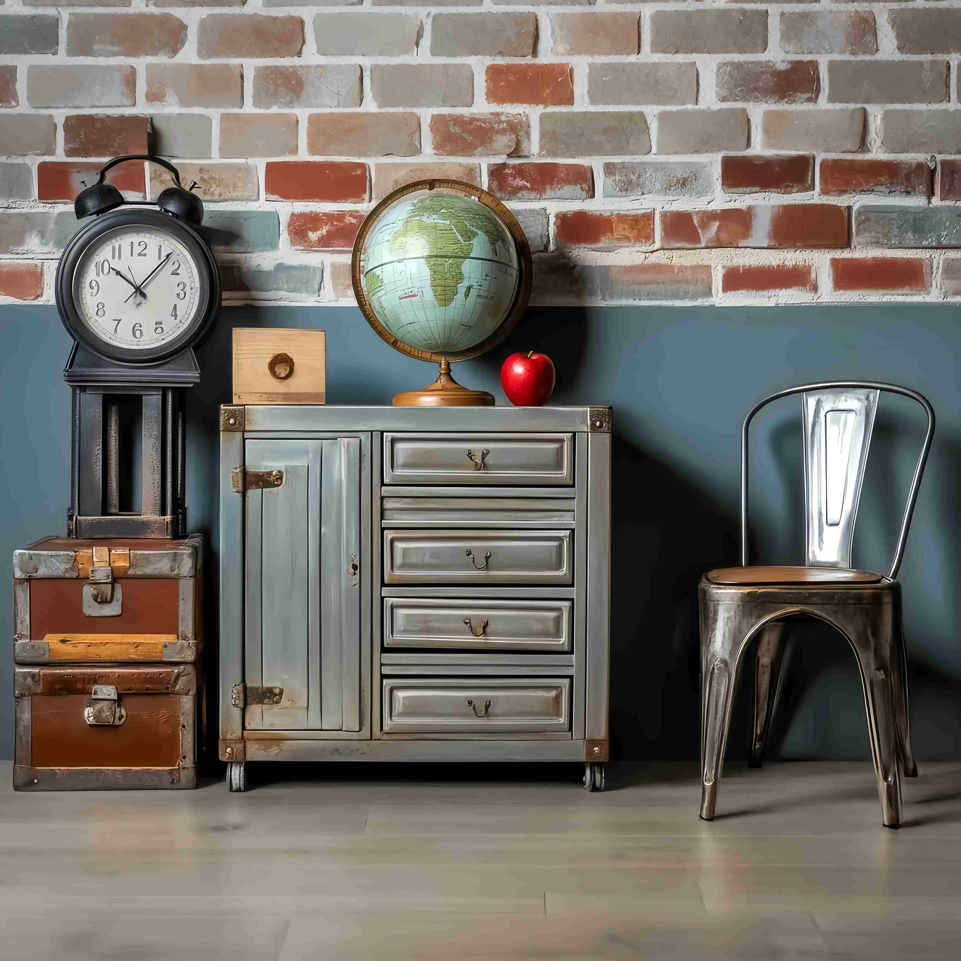 School Locker Backdrop Vintage Classroom Furniture Setup Back To School Photo Backdrop UK LXX58-116