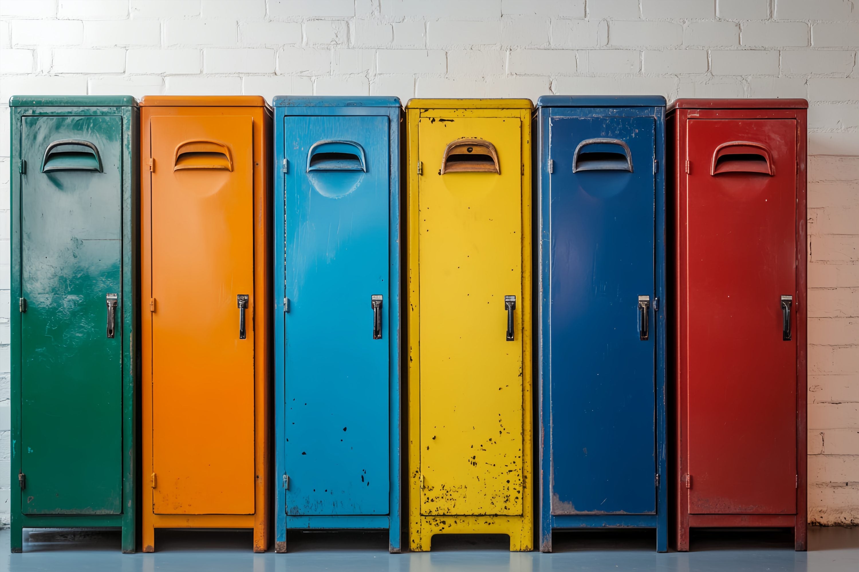 School Locker Backdrop Rustic Multicolor Locker Line Back To School Photography Backdrops UK LXX58-117