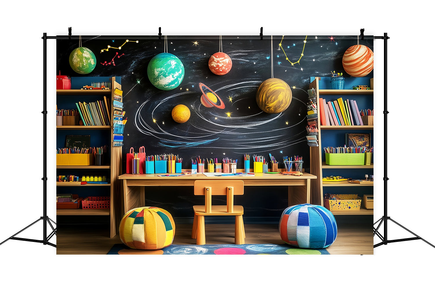 Preschool Photo Backdrops Space Classroom Planet Decorations Back To School Backdrops UK LXX58-122