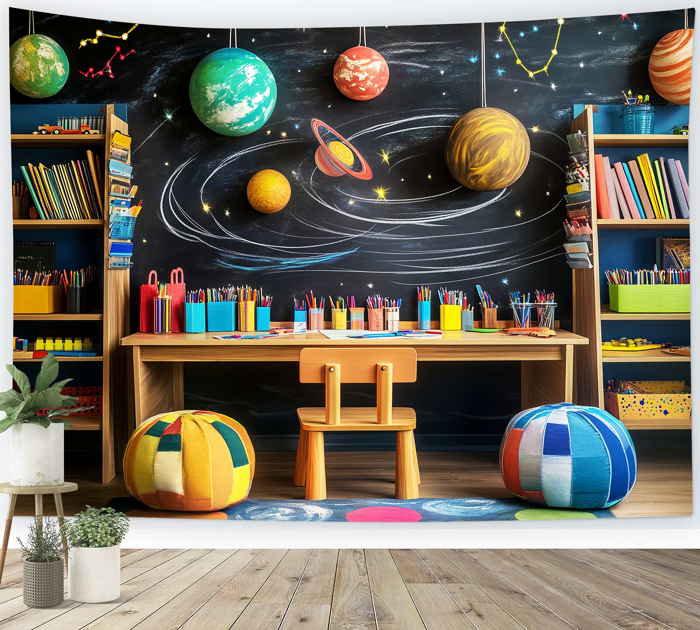 Preschool Photo Backdrops Space Classroom Planet Decorations Back To School Backdrops UK LXX58-122