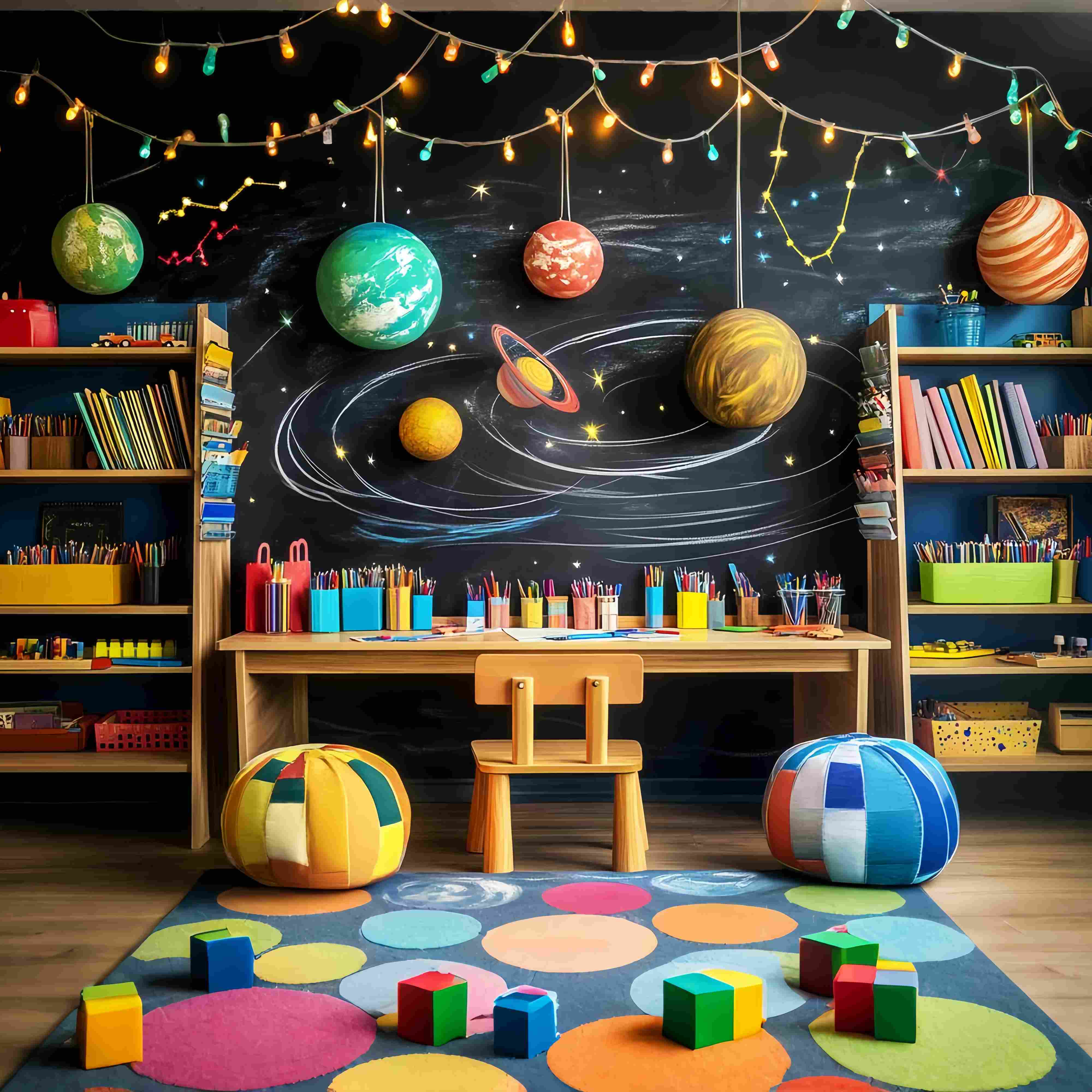 Preschool Photo Backdrops Space Classroom Planet Decorations Back To School Backdrops UK LXX58-122