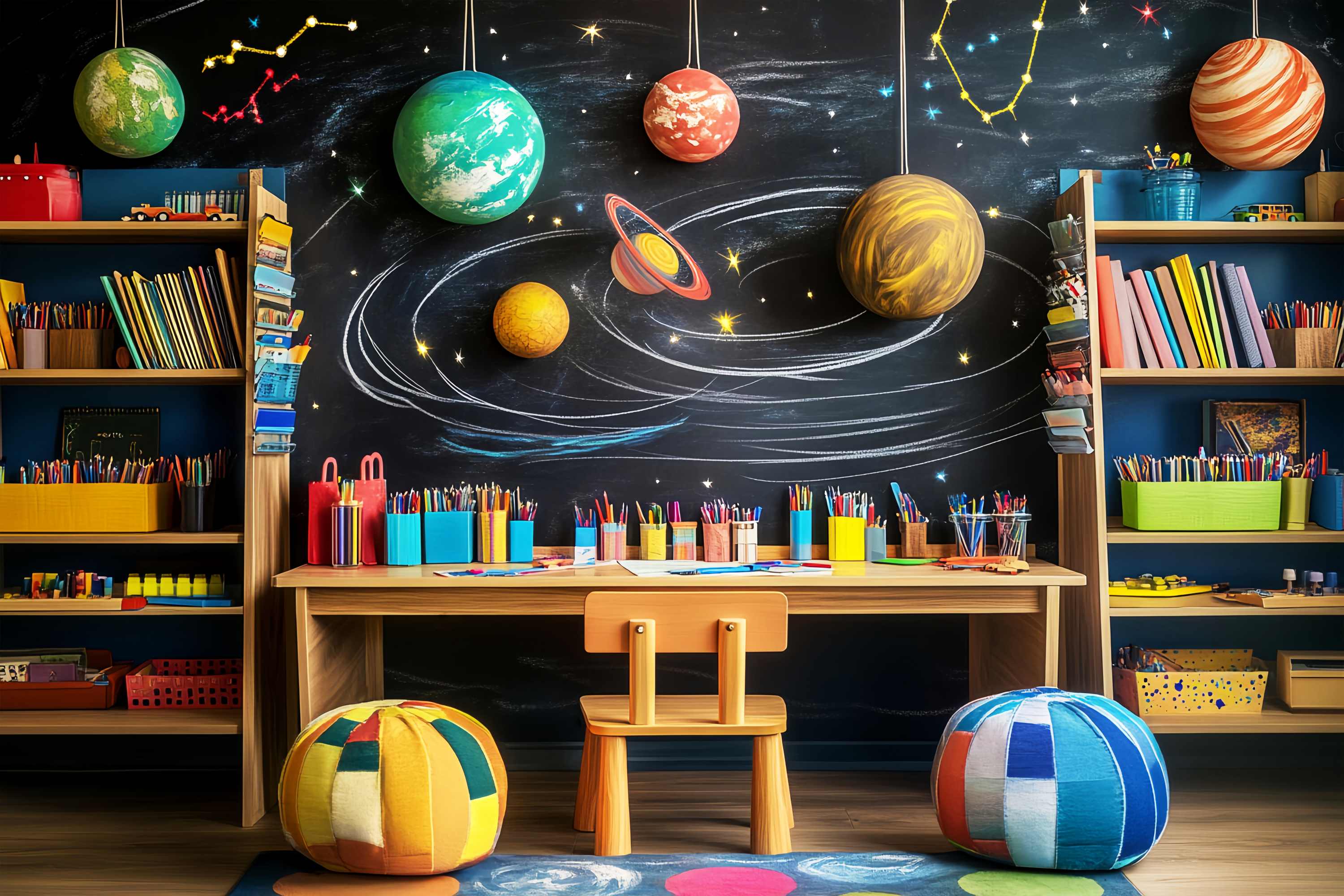 Preschool Photo Backdrops Space Classroom Planet Decorations Back To School Backdrops UK LXX58-122