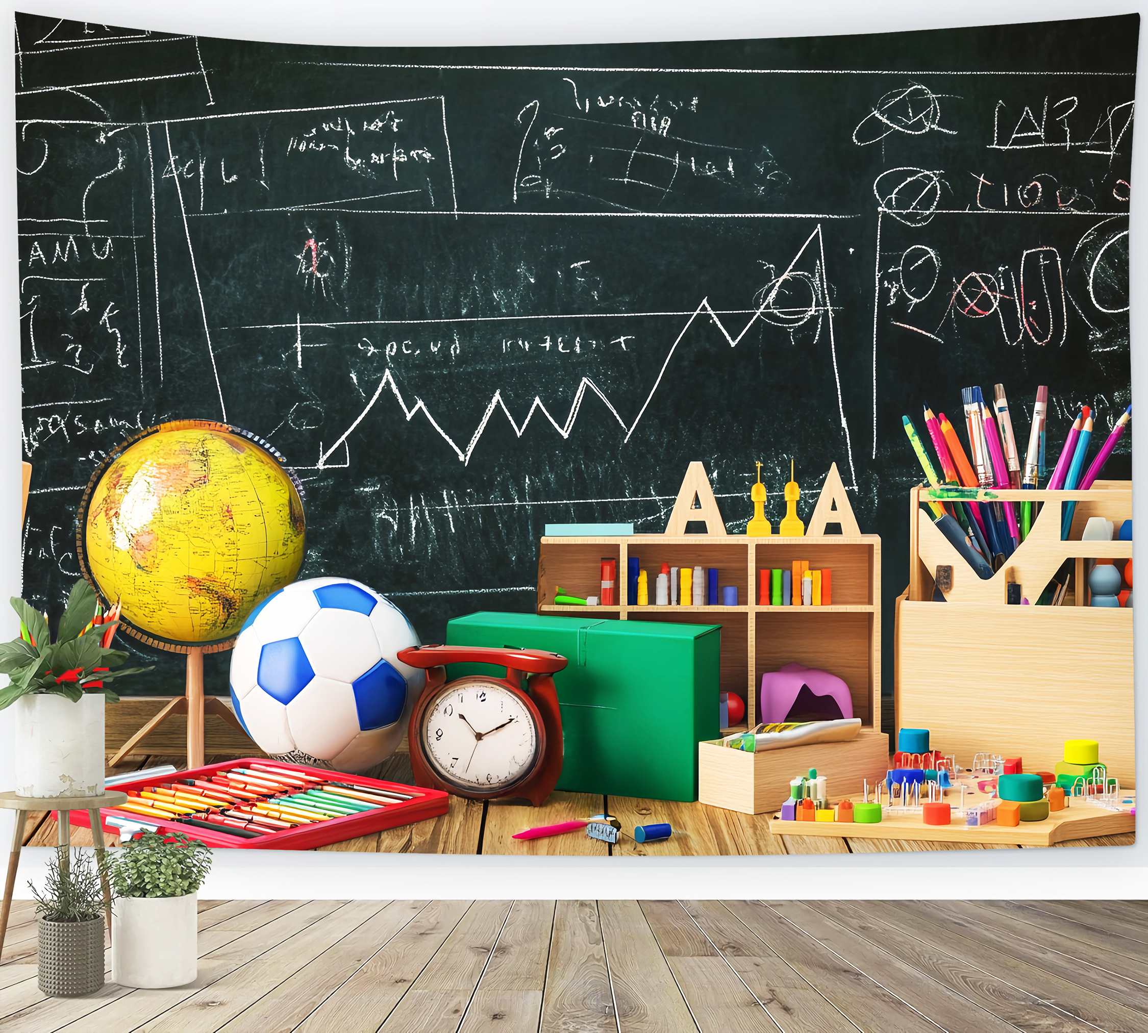 Back To School Chalkboard Backdrop Chalkboard Drawings Stationery Globe Supplies Back To School Backdrops UK LXX58-123