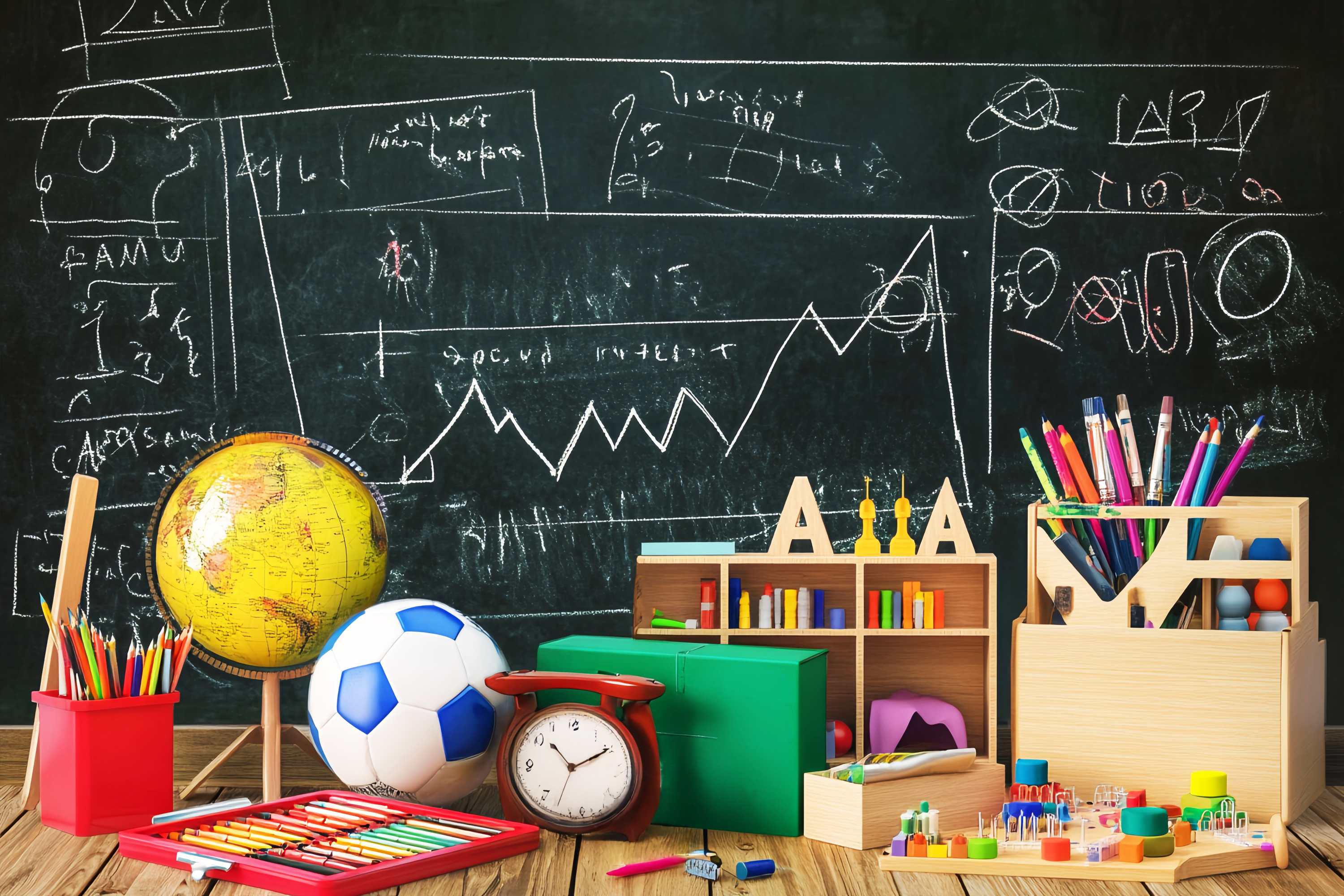 Back To School Chalkboard Backdrop Chalkboard Drawings Stationery Globe Supplies Back To School Backdrops UK LXX58-123