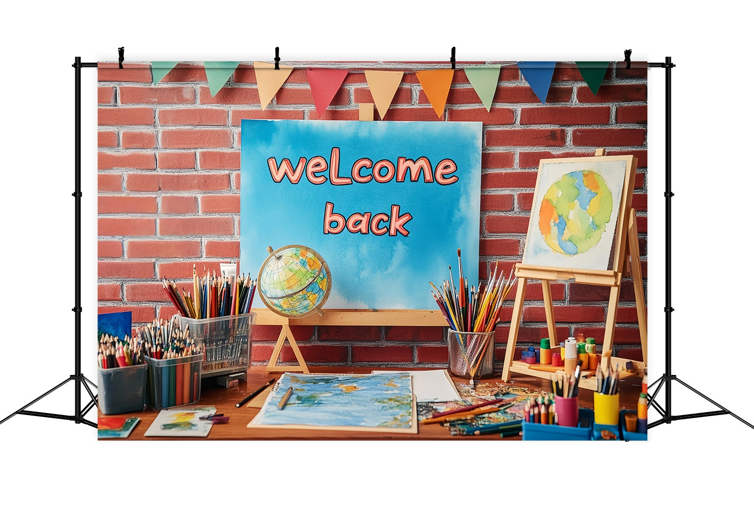 Preschool Backdrop Brick Wall Welcome Back Art Supplies Back To School Backdrop UK LXX58-125