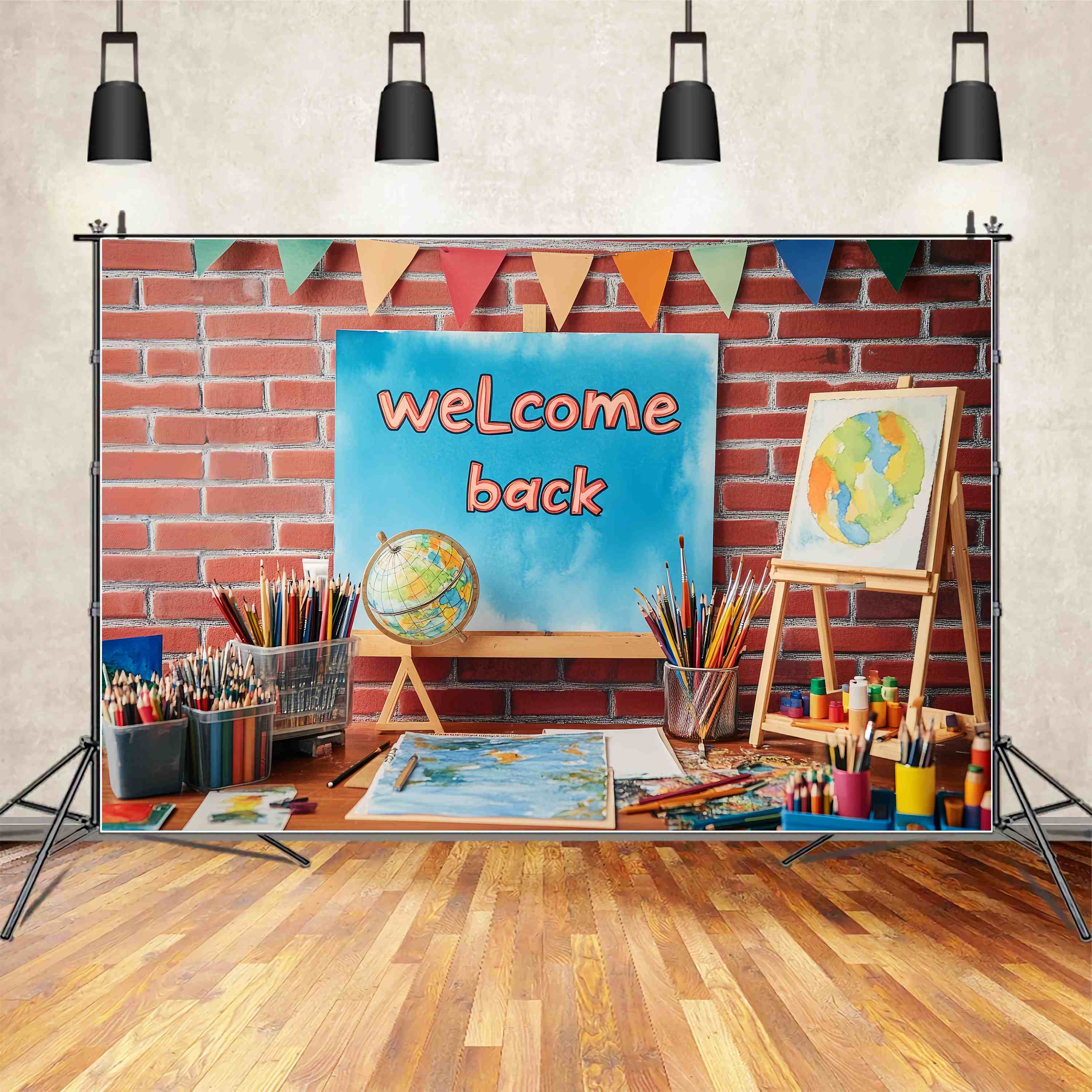 Preschool Backdrop Brick Wall Welcome Back Art Supplies Back To School Backdrop UK LXX58-125