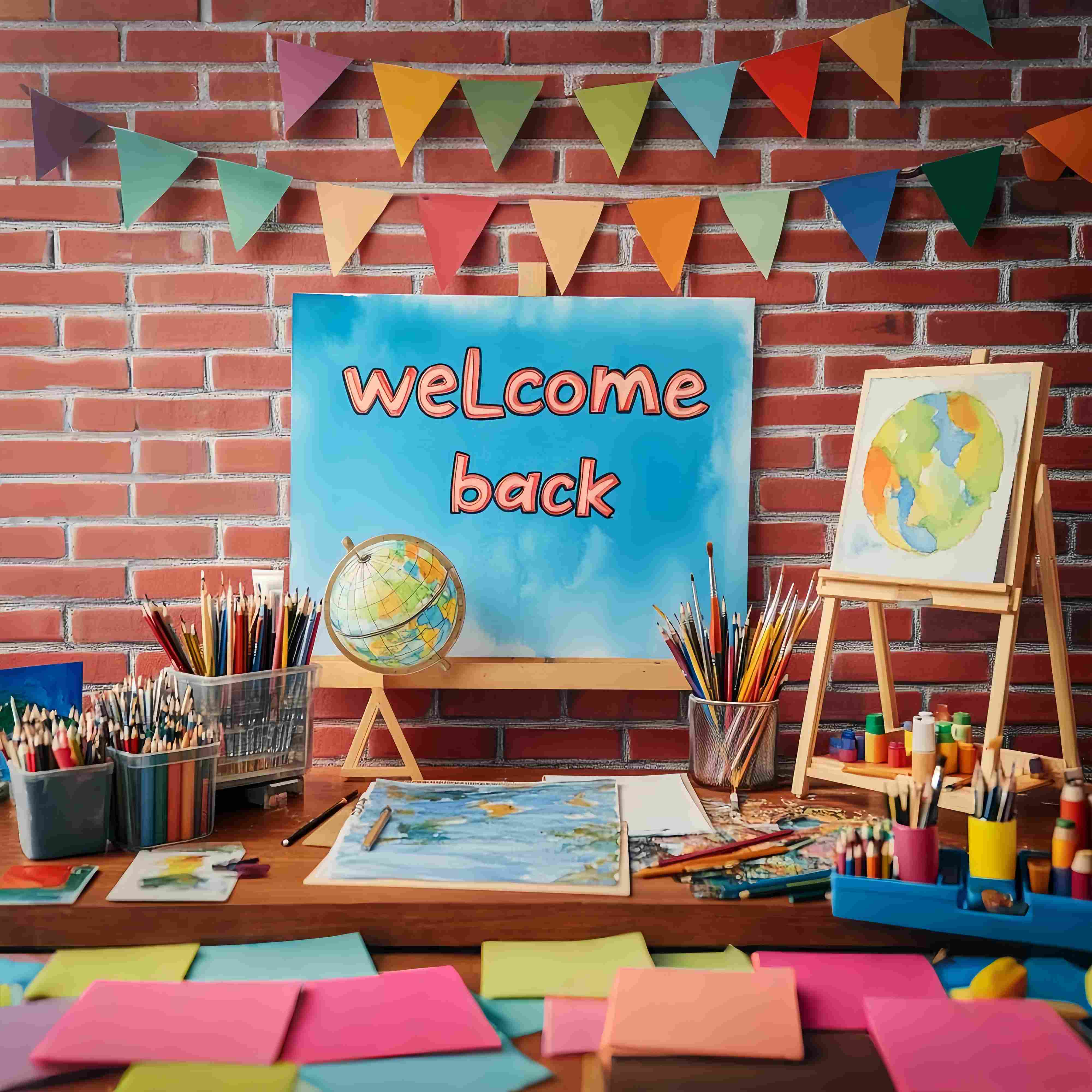 Preschool Backdrop Brick Wall Welcome Back Art Supplies Back To School Backdrop UK LXX58-125