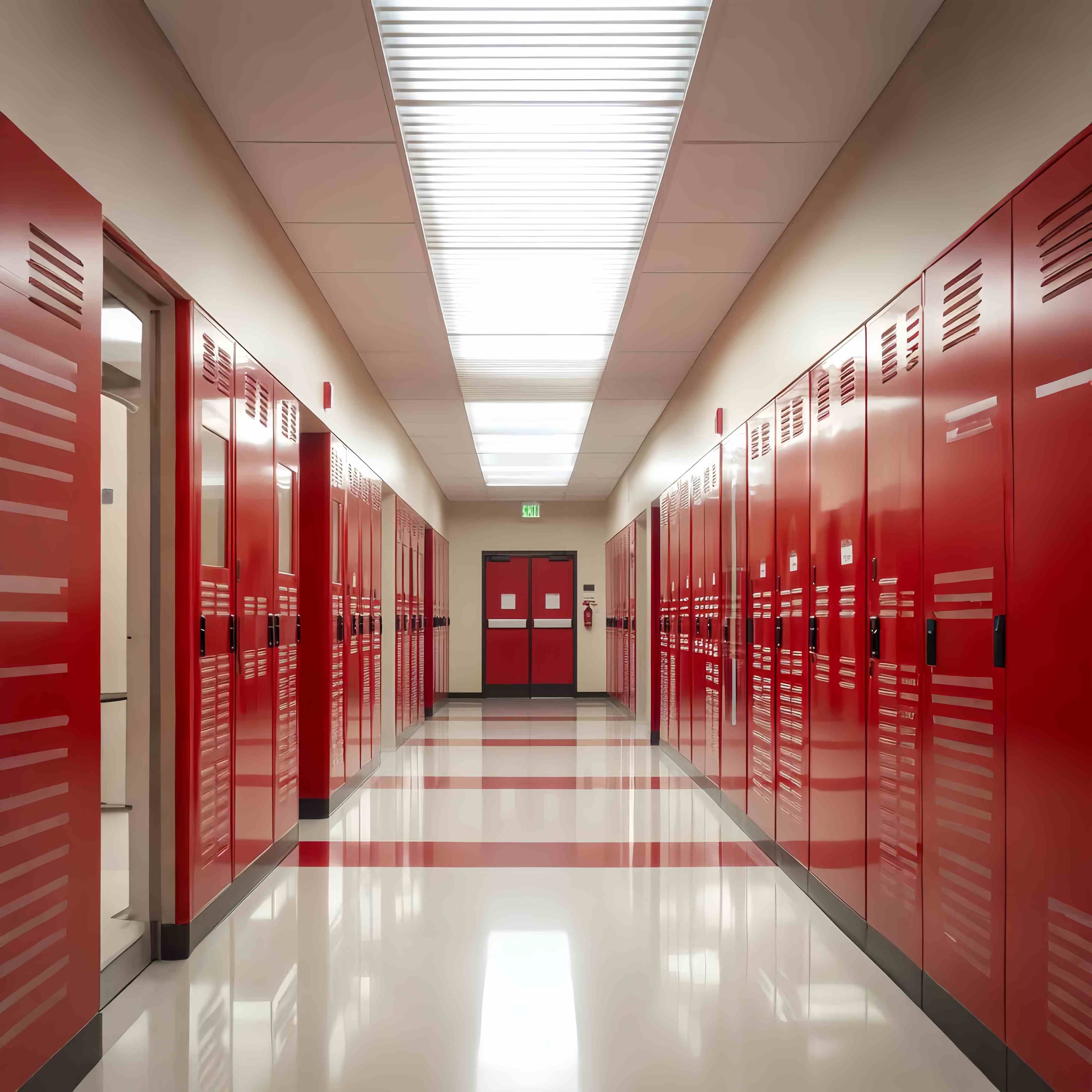 School Hallway Backdrop Shiny Red Locker Corridor Back To School Backdrops UK LXX58-146