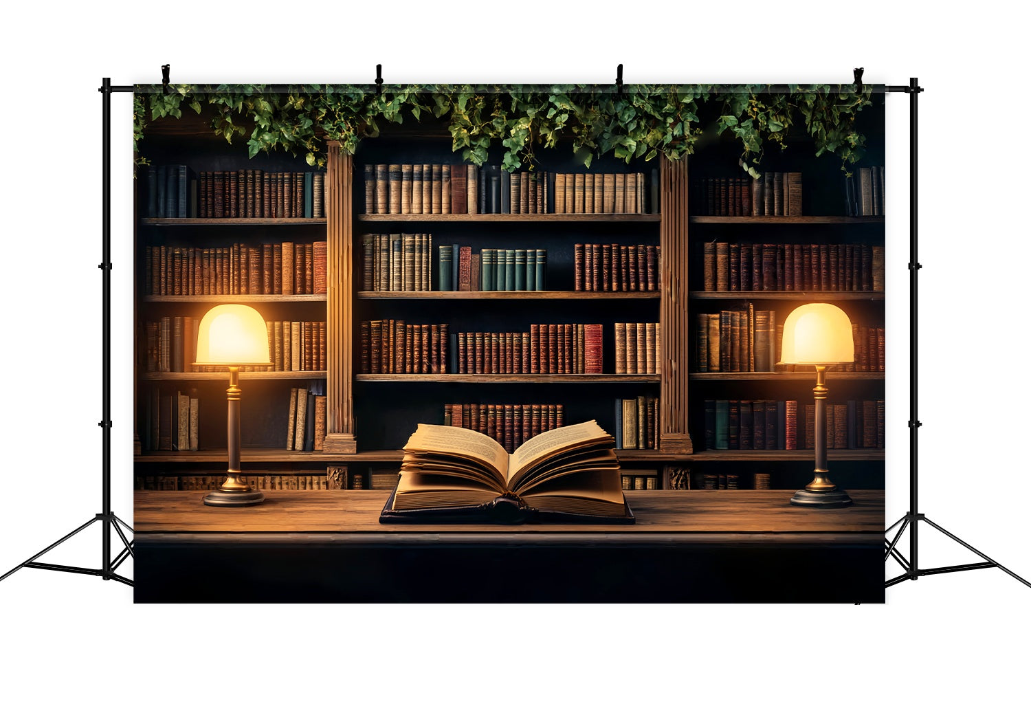 Back To School Backdrops Vintage Library Reading Corner Bookshelf Backdrop UK LXX58-153