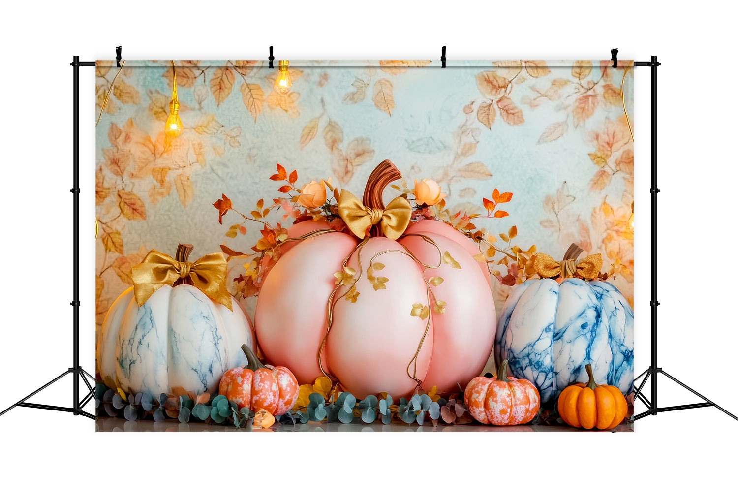 Fall Backdrop Pastel Pumpkin Floral Arrangement Newborn Backdrop UK LXX58-154