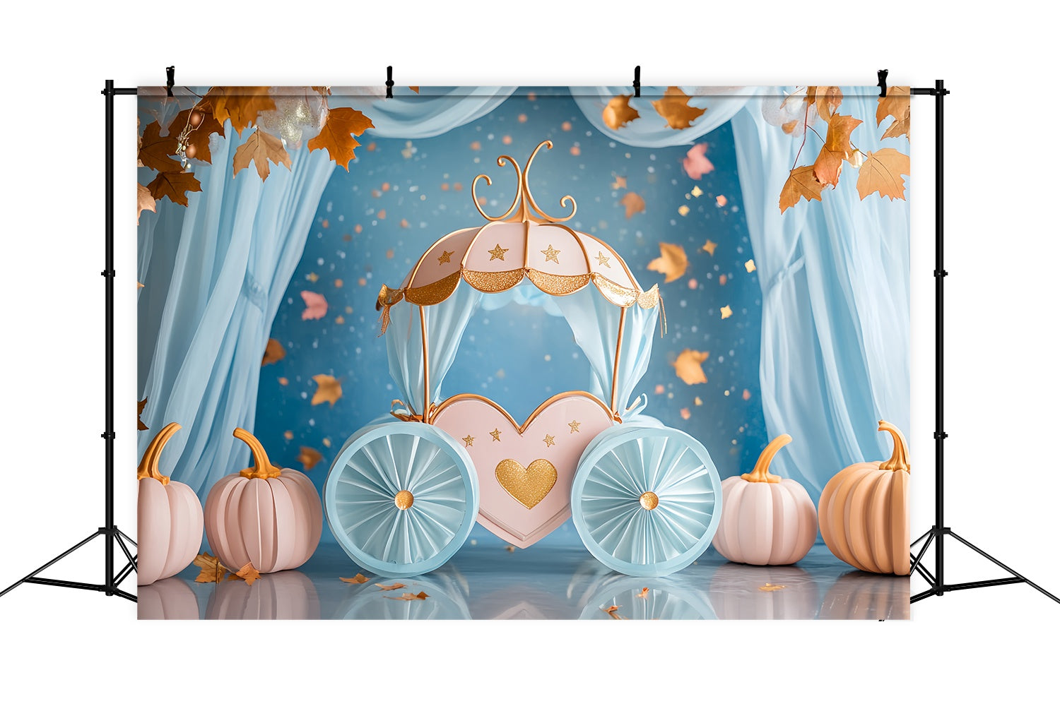 Fall Backdrop Fairytale Pumpkin Carriage Decor Newborn Backdrop UK LXX58-156