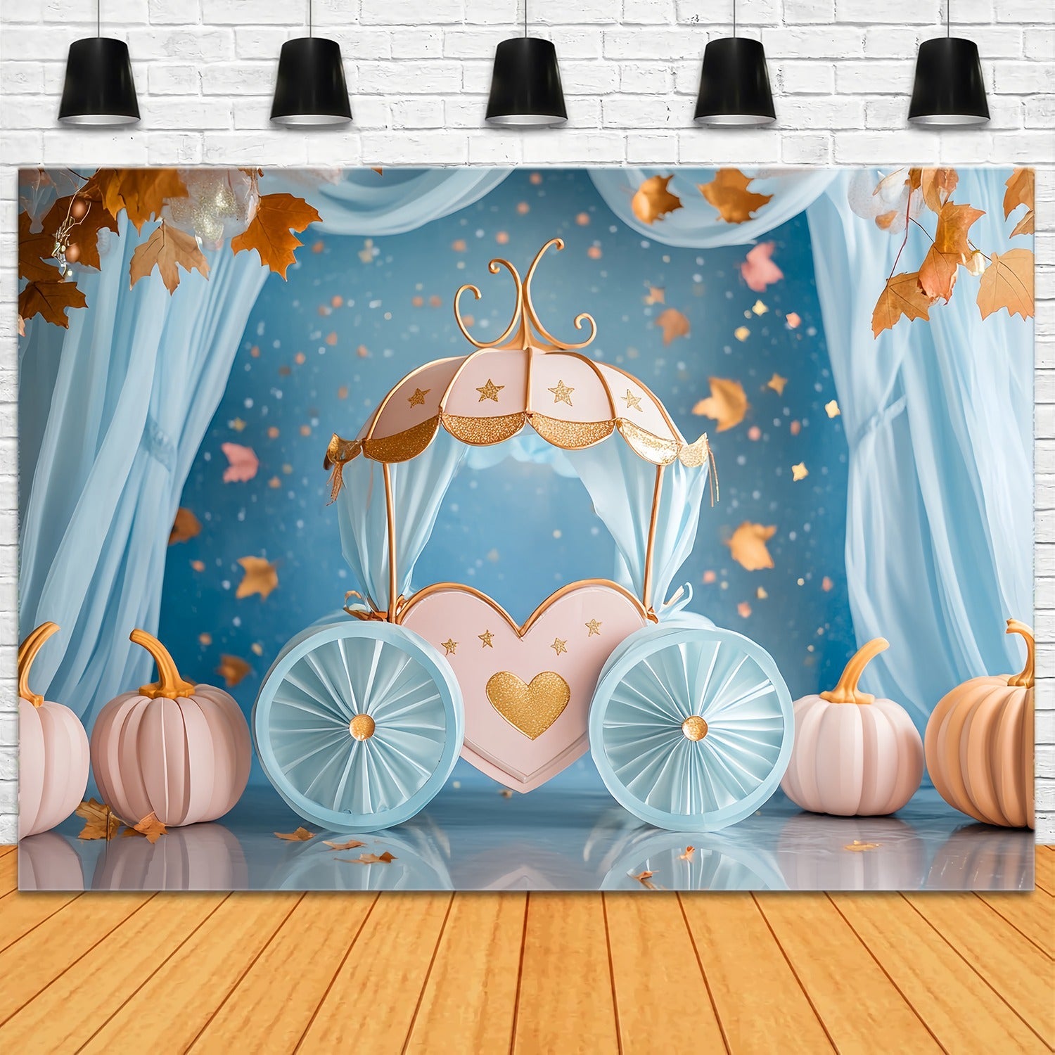 Fall Backdrop Fairytale Pumpkin Carriage Decor Newborn Backdrop UK LXX58-156
