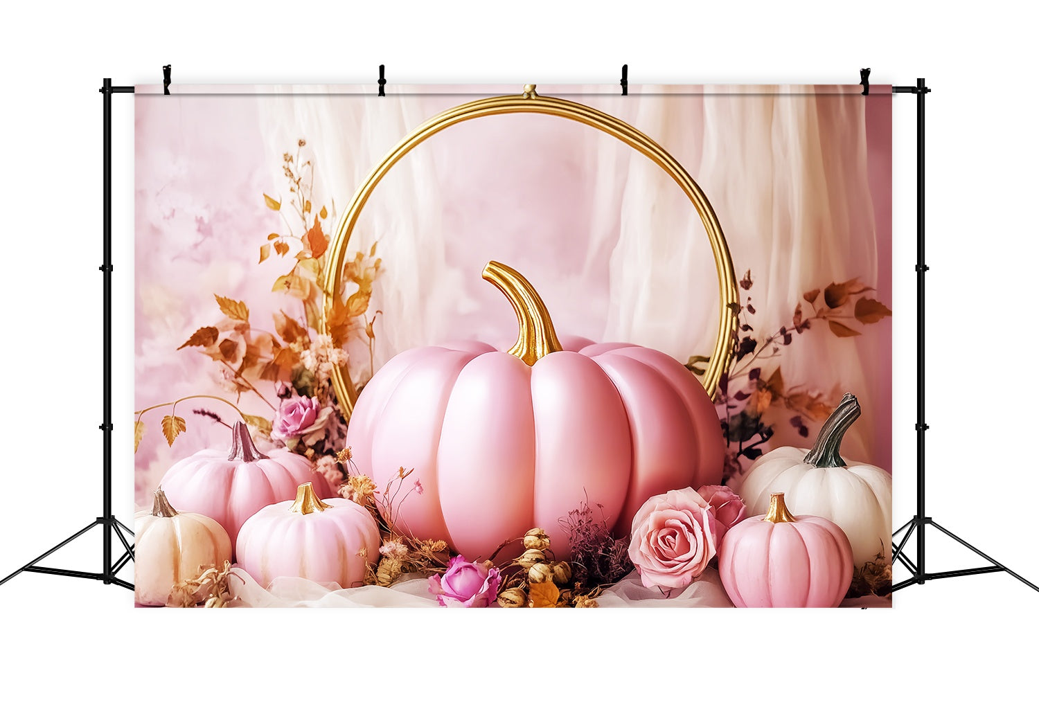 Fall Photo Backdrop Blush Pumpkin Rose Elegance Pink Backdrop UK LXX58-158
