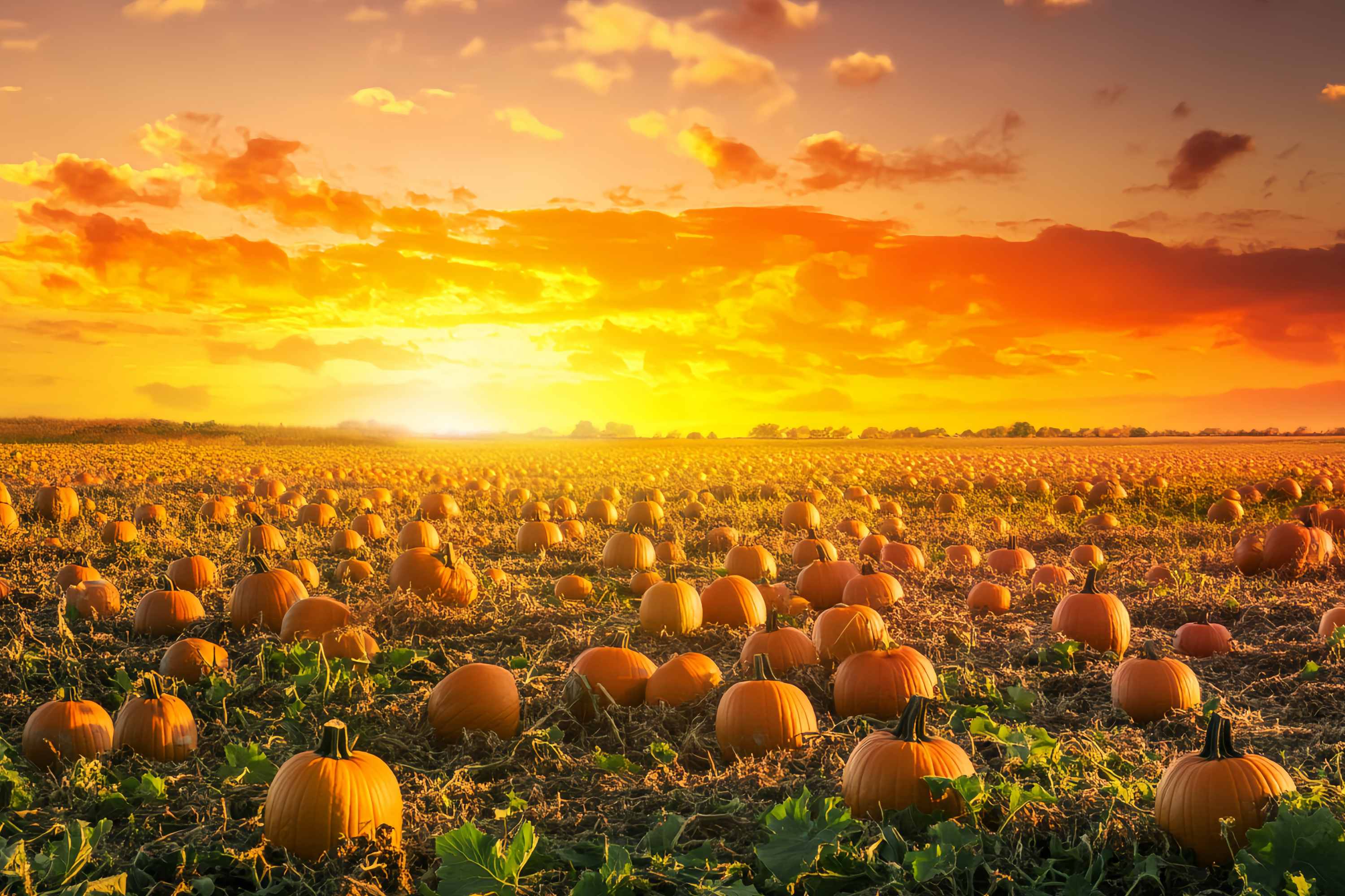 Autumn Fall Backdrop Pumpkin Field Golden Sunset Pumpkin Backdrop UK LXX58-166
