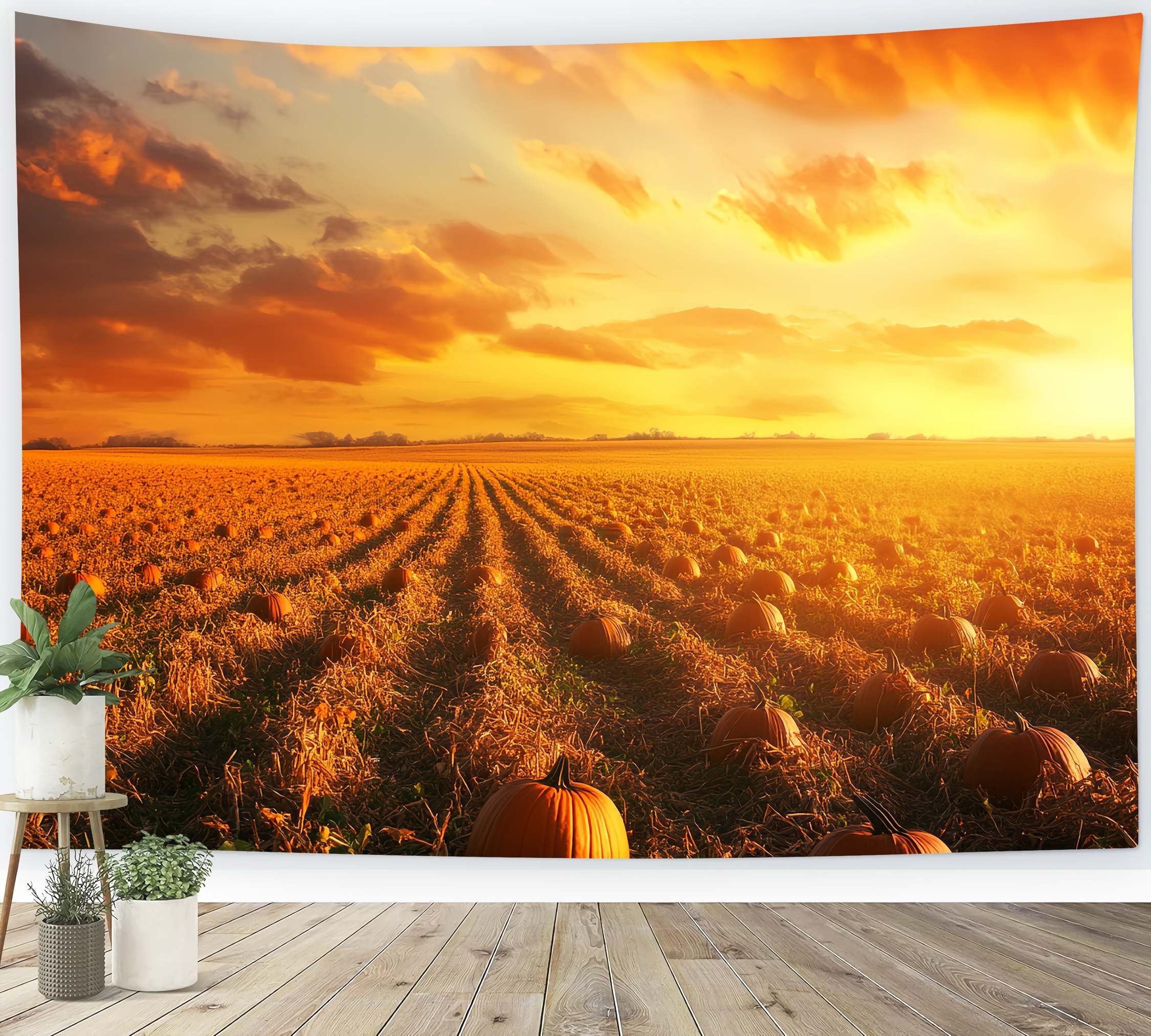 Fall Backdrop Pumpkin Rows Glowing Horizon Pumpkin Backdrop UK LXX58-167