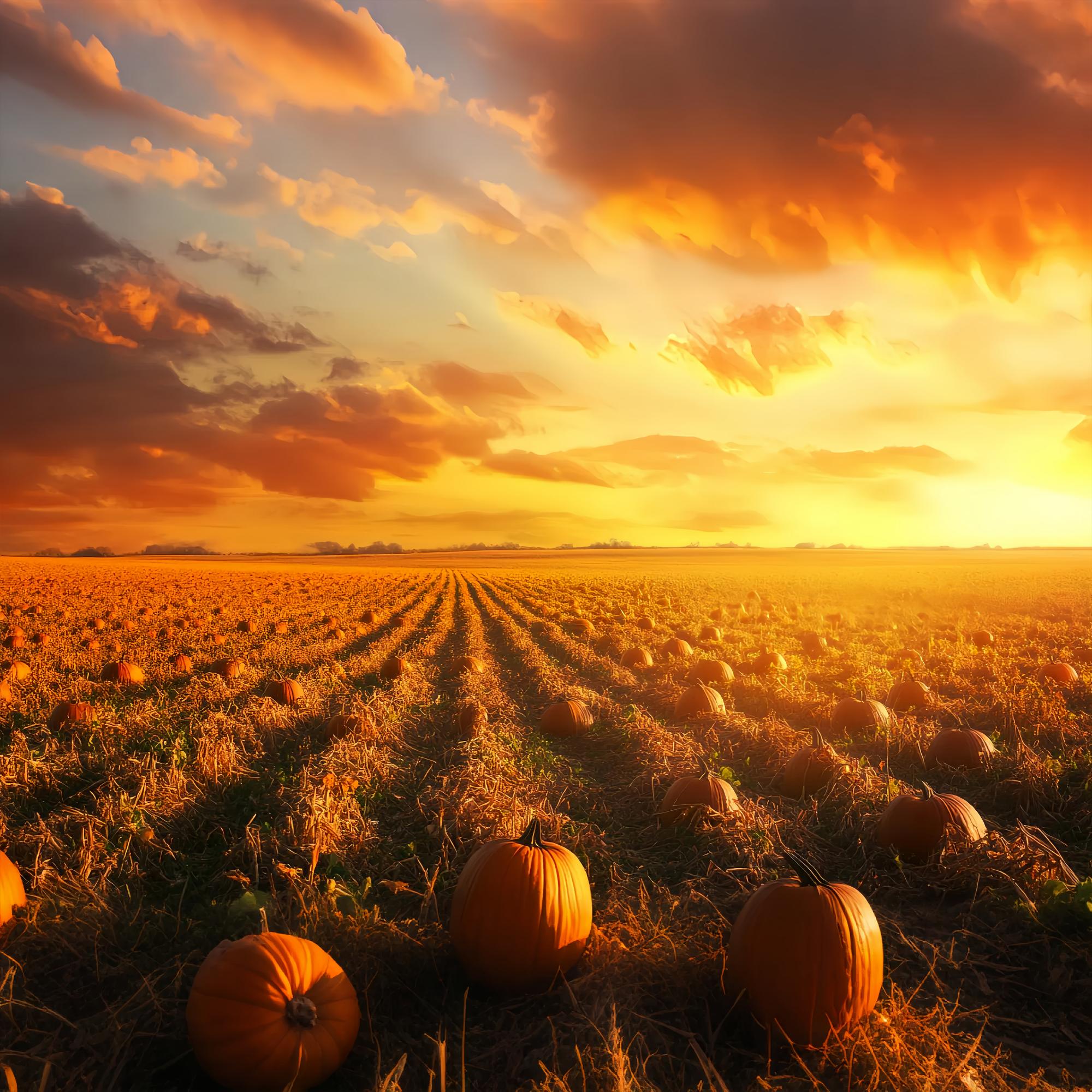 Fall Backdrop Pumpkin Rows Glowing Horizon Pumpkin Backdrop UK LXX58-167