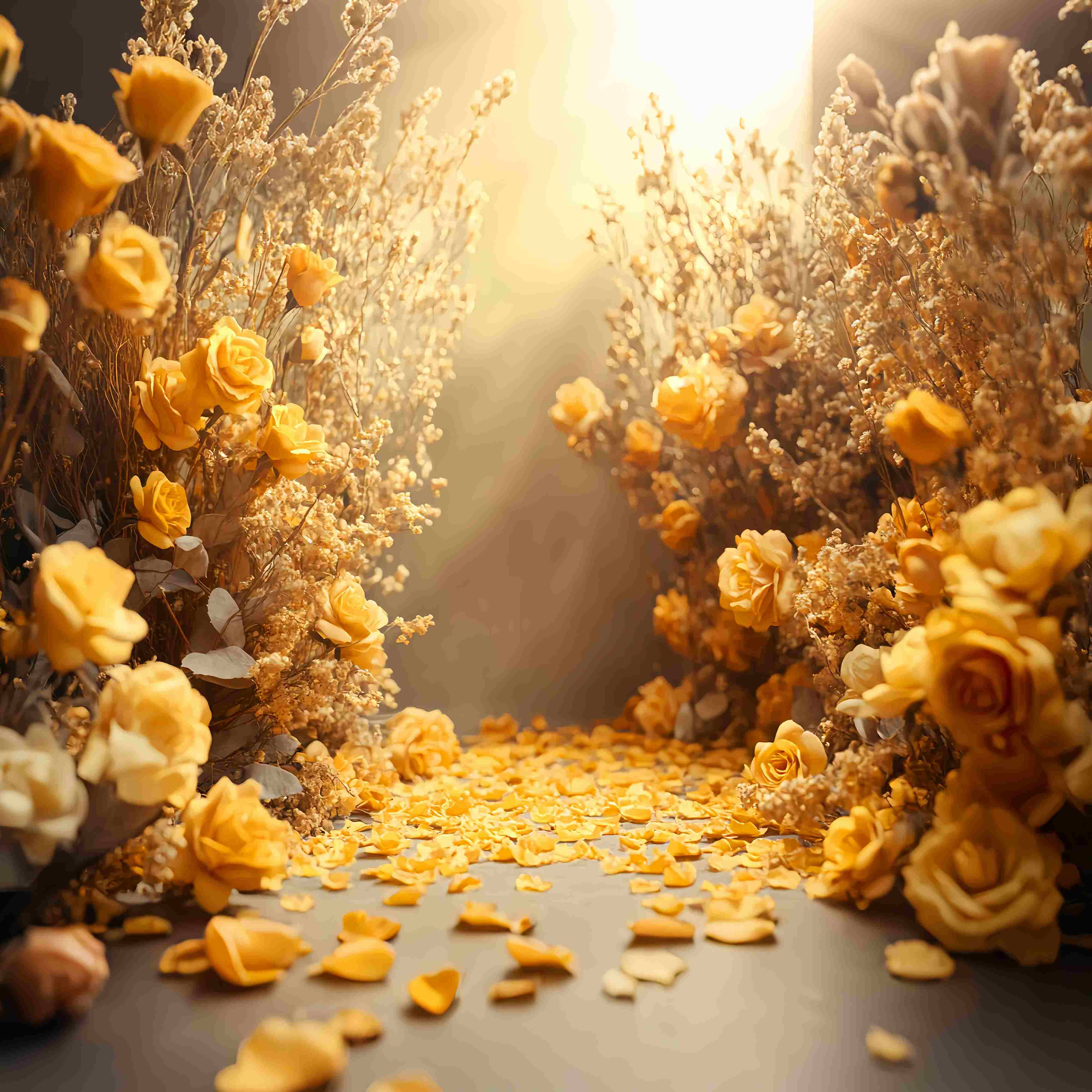 Fall Backdrops for Photography Golden Rose Petal Path Floral Backdrop UK LXX58-169