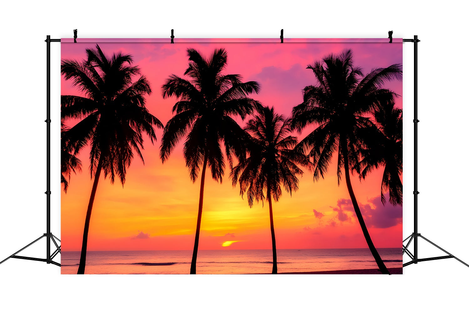Fall Photo Backdrop Tropical Sunset Palm Silhouettes Sunset Backdrop UK LXX58-170