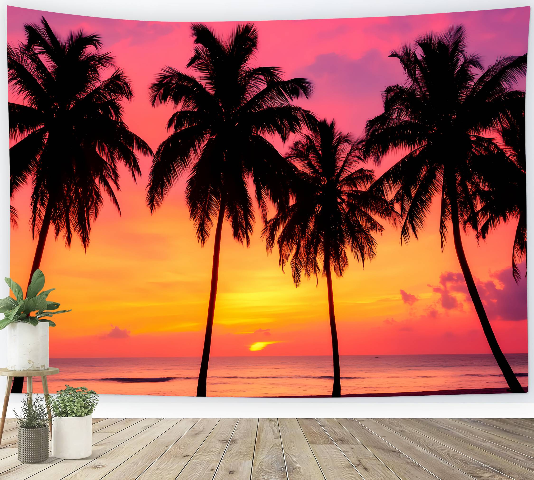 Fall Photo Backdrop Tropical Sunset Palm Silhouettes Sunset Backdrop UK LXX58-170