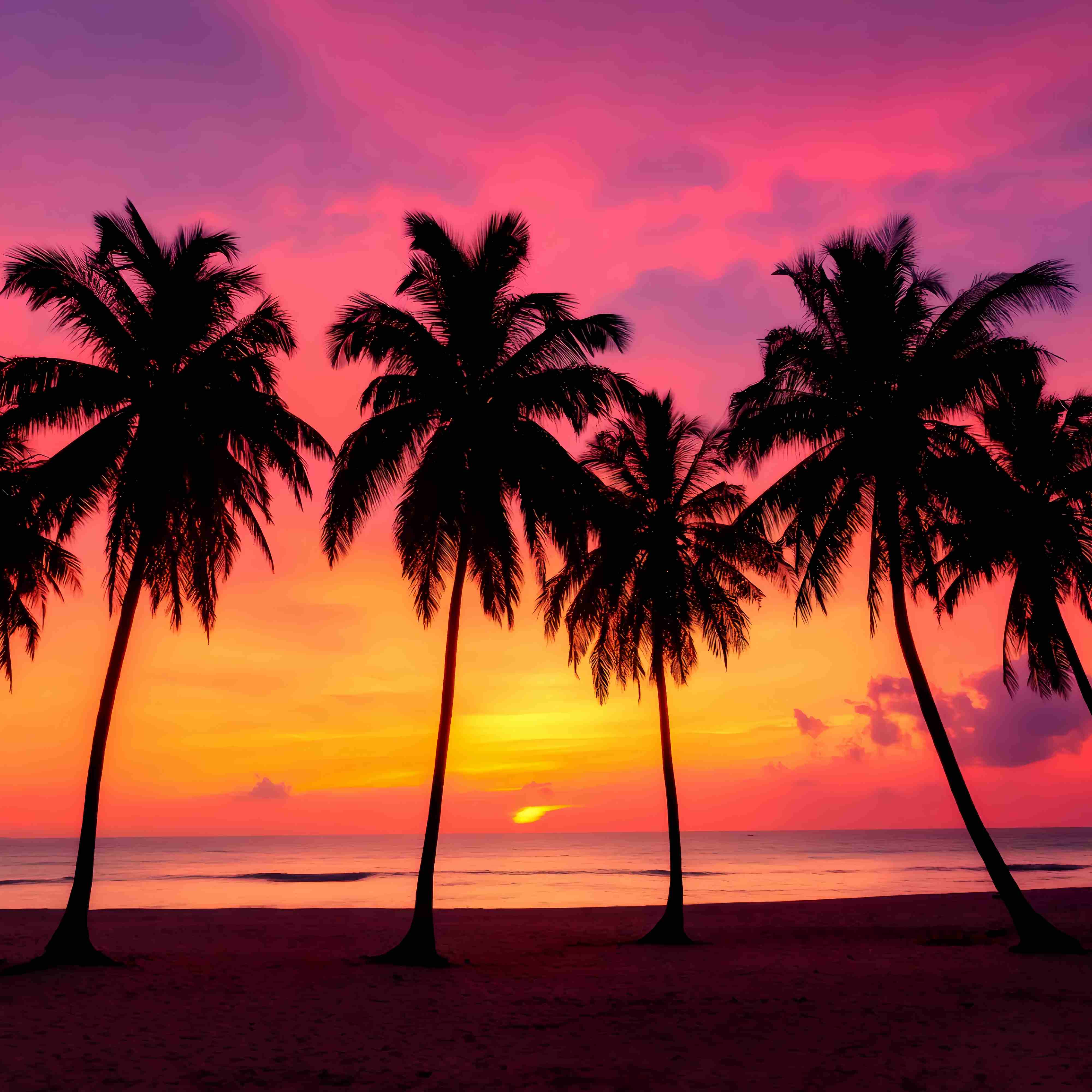 Fall Photo Backdrop Tropical Sunset Palm Silhouettes Sunset Backdrop UK LXX58-170