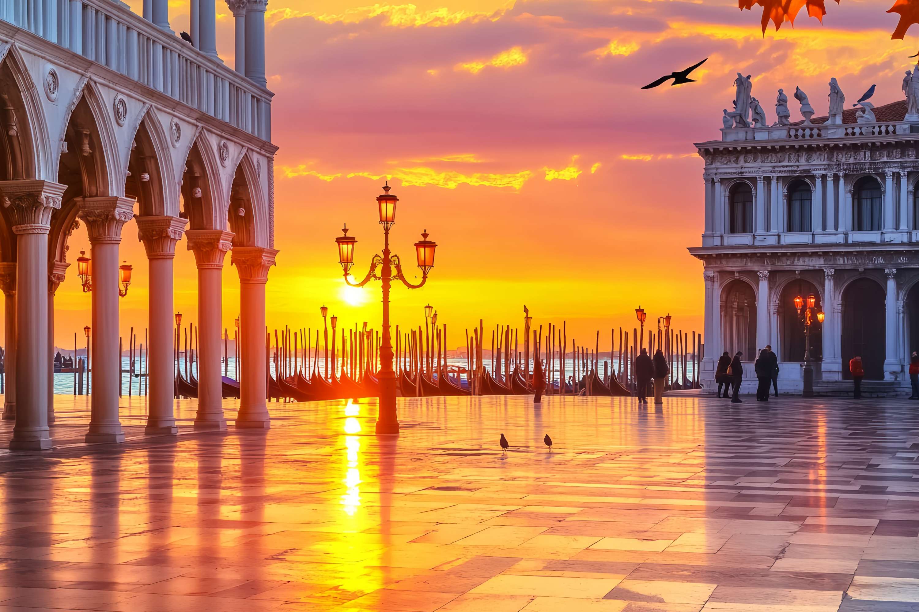 Fall Backdrops Venetian Sunrise Gondola View Sunset Backdrop UK LXX58-171