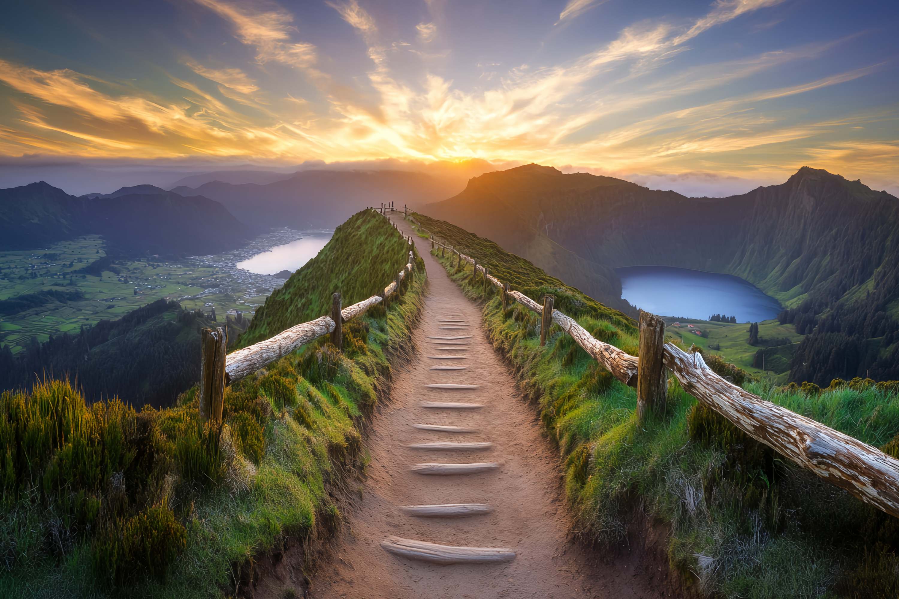 Autumn Fall Backdrop Mountain Ridge Sunrise Pathway Sunset Backdrop UK LXX58-172