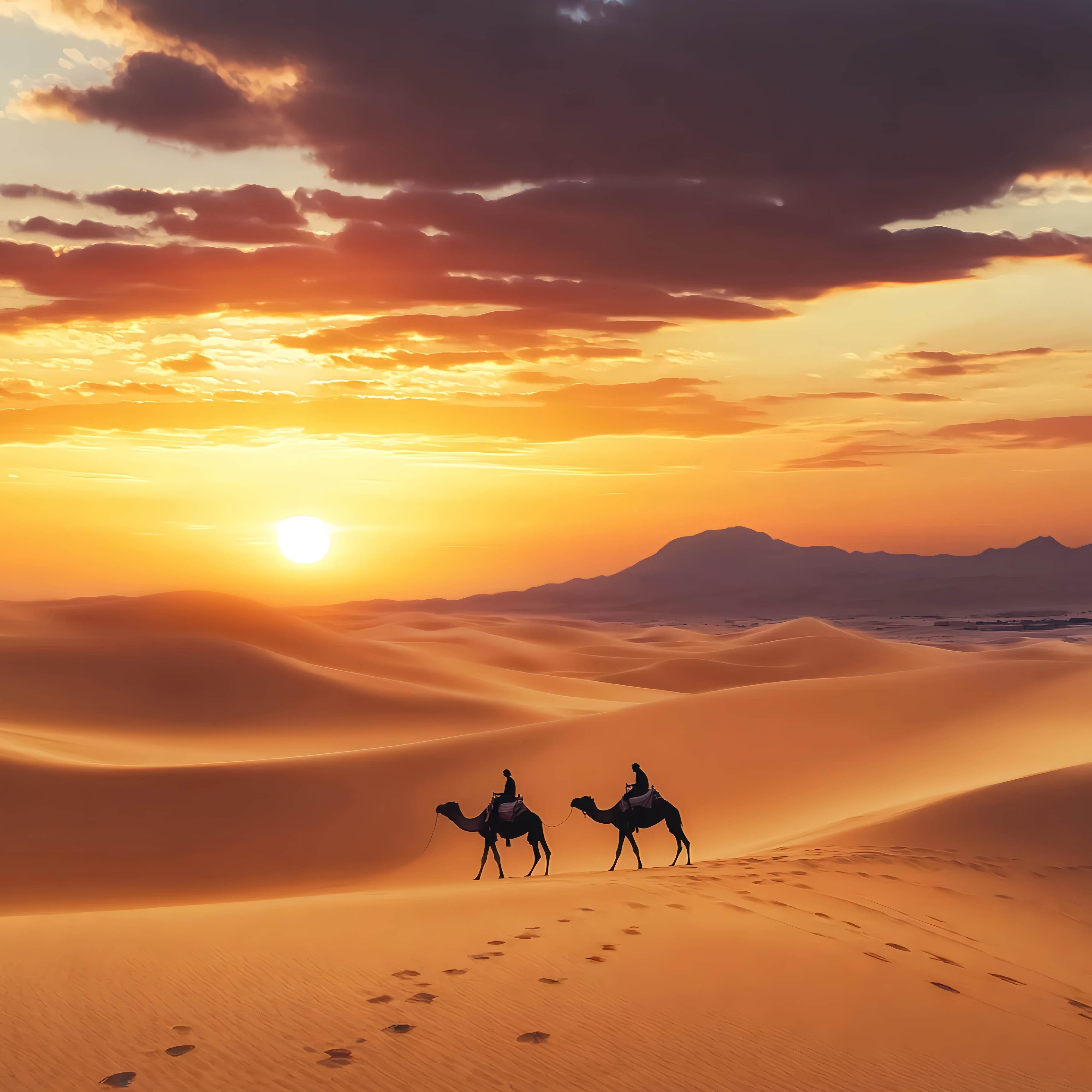 Fall Backdrop Ideas Golden Desert Caravan Silhouette Sunset Backdrop UK LXX58-173