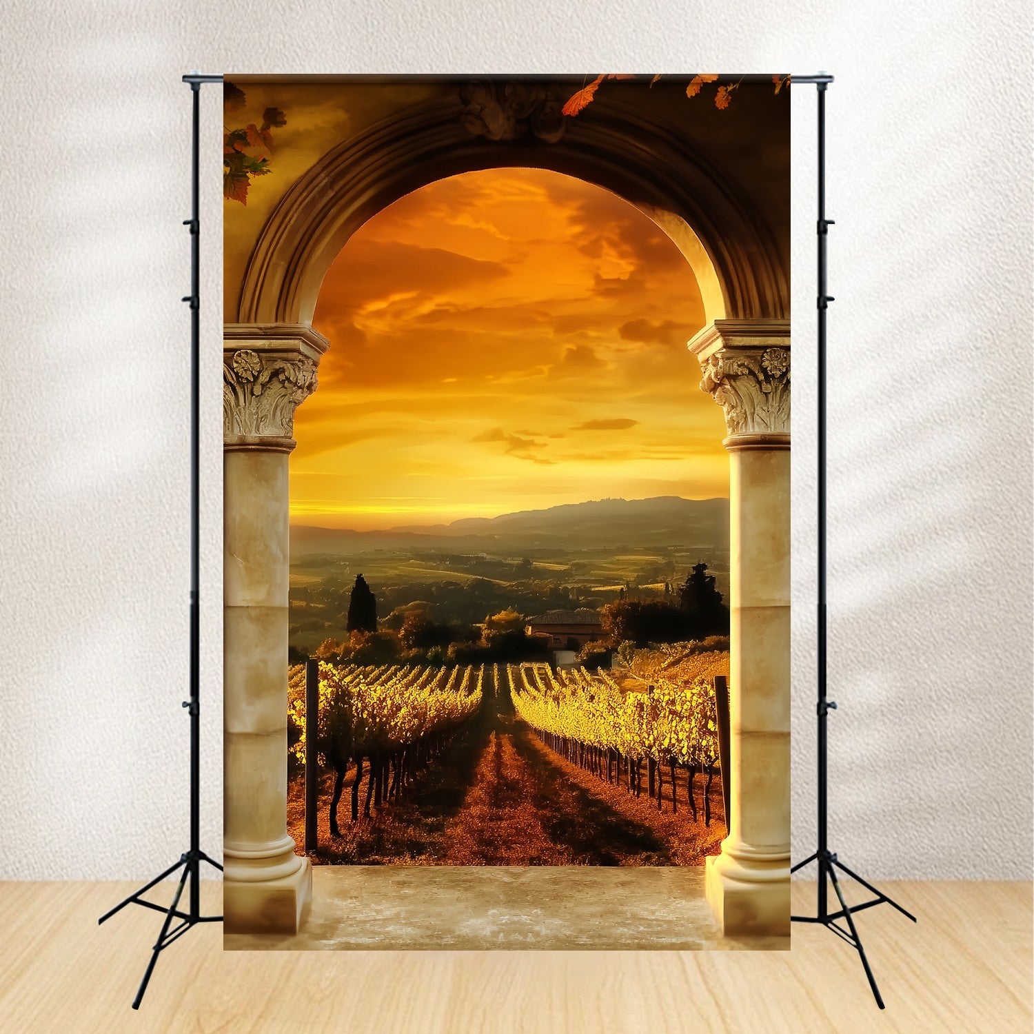 Fall Backdrop Golden Vineyard Archway View Vintage Backdrop UK LXX58-174