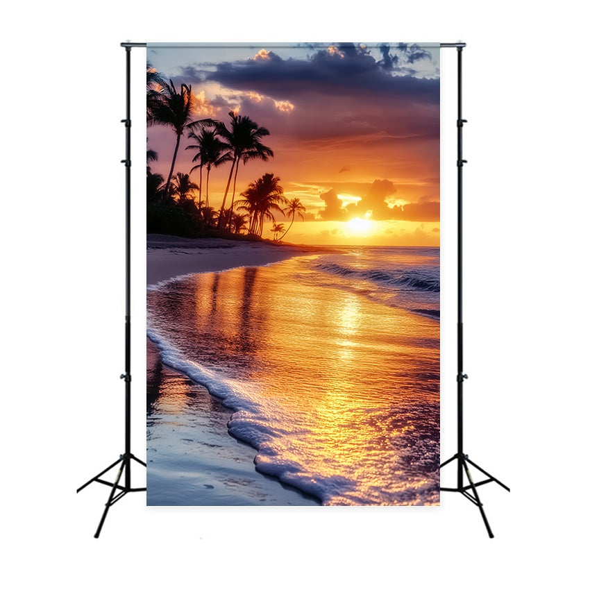 Fall Backdrop Tropical Palm Coast Sunset Glow Sunset Backdrop UK LXX58-179