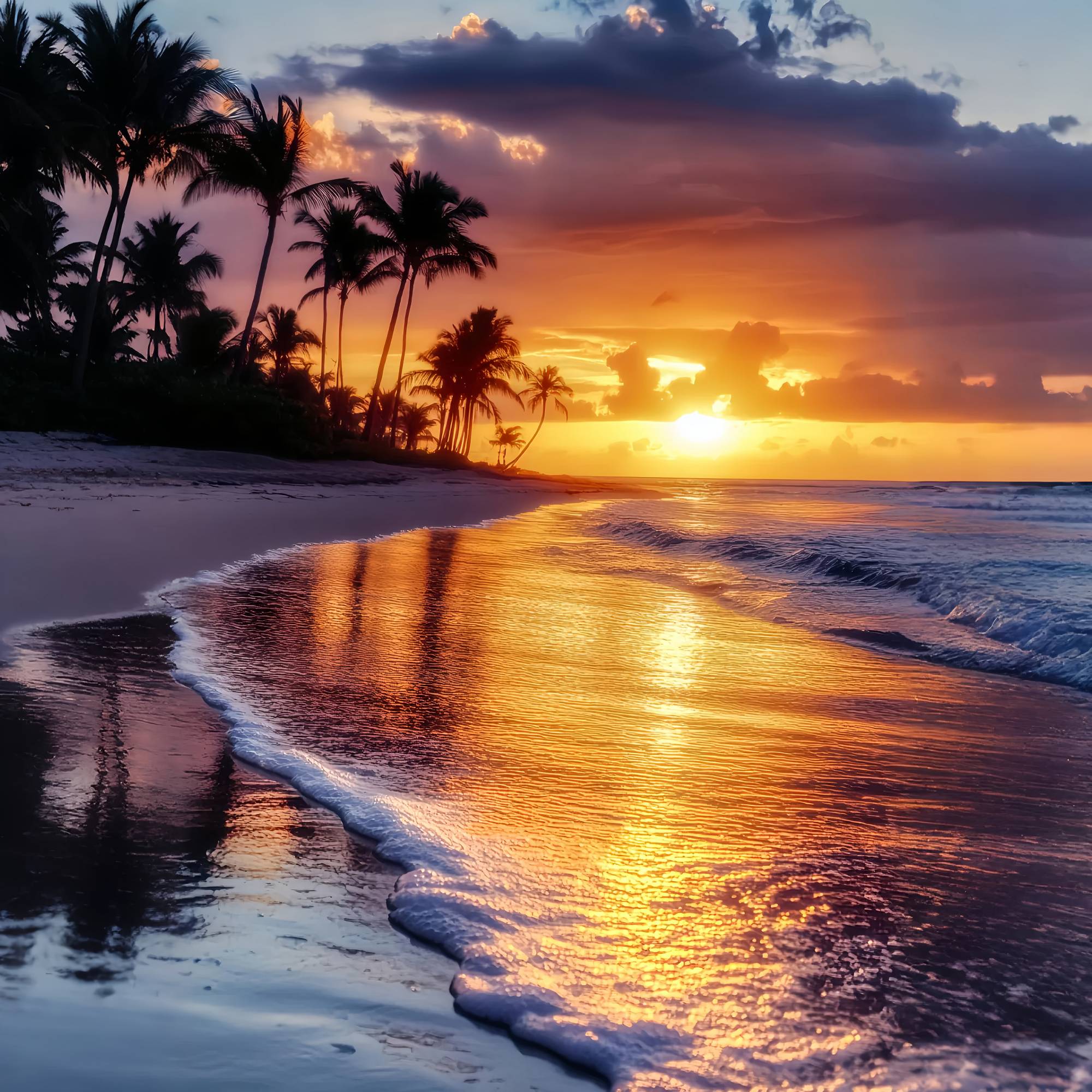 Fall Backdrop Tropical Palm Coast Sunset Glow Sunset Backdrop UK LXX58-179