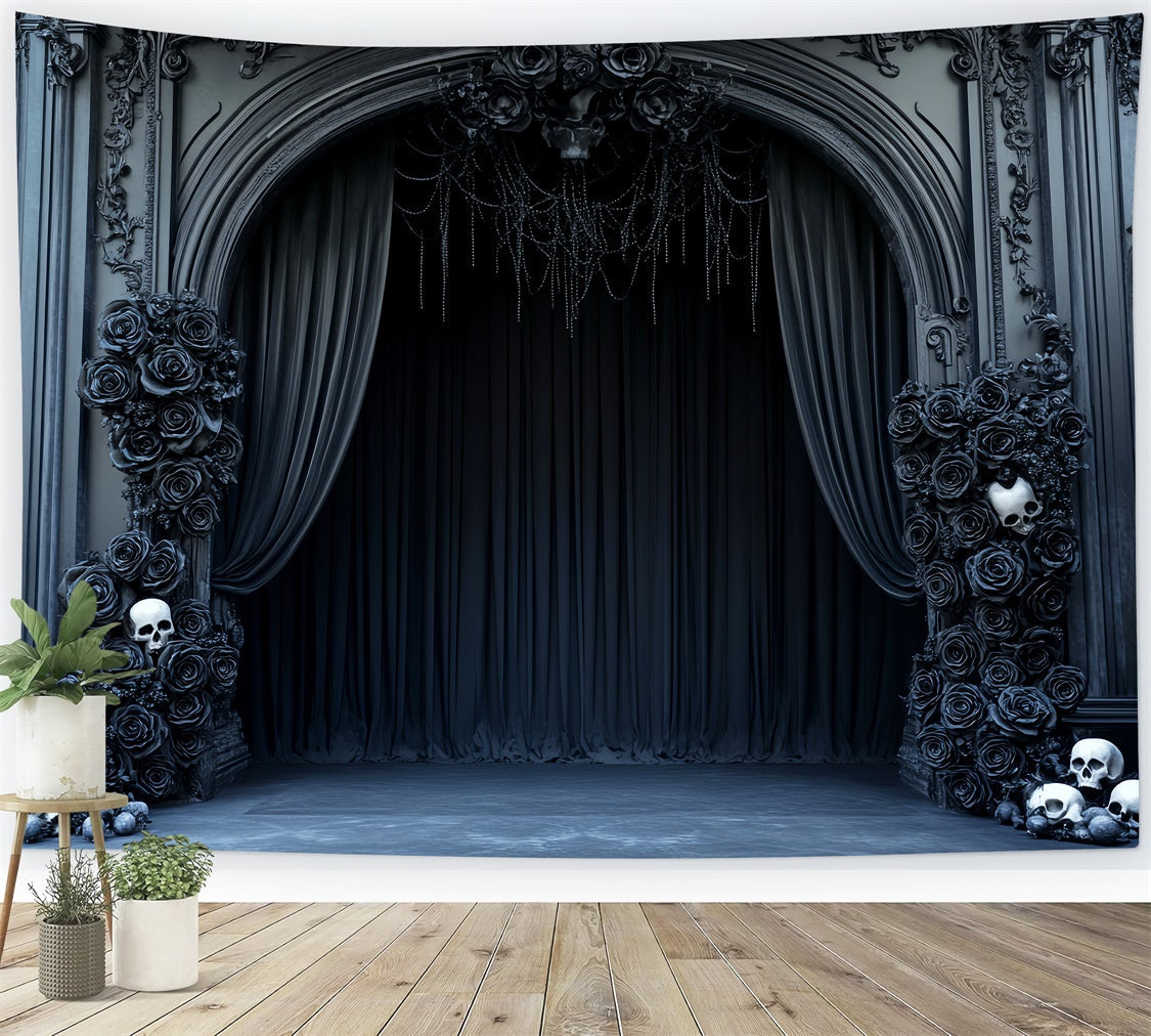 Halloween Wall Backdrop Gothic Skull Rose Backdrop UK LXX58-18