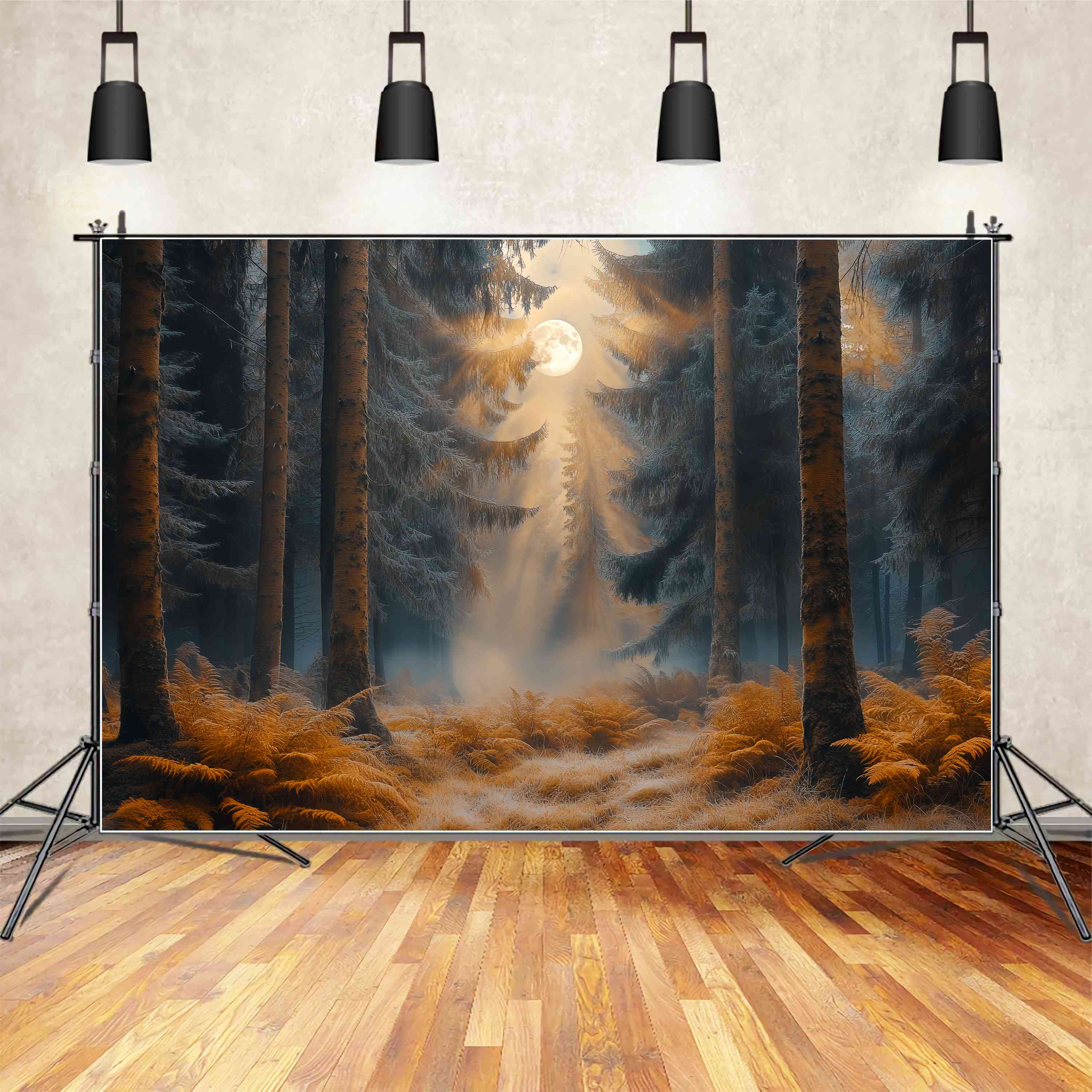 Autumn Backdrop Enchanted Moonlit Autumn Forest Forest Backdrop UK LXX58-185