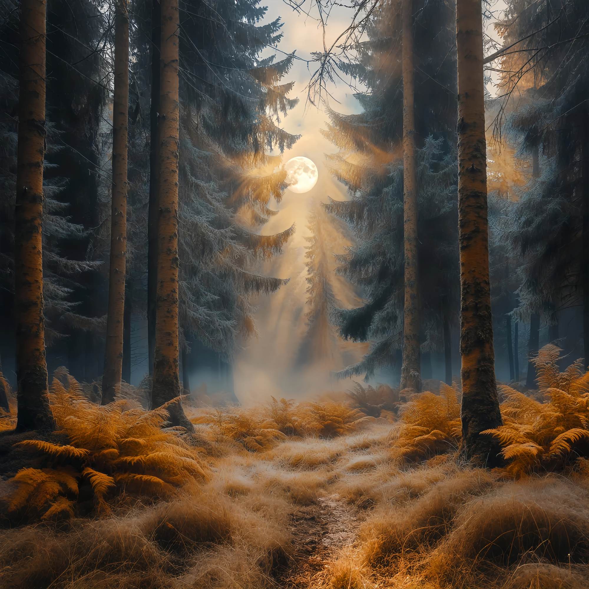 Autumn Backdrop Enchanted Moonlit Autumn Forest Forest Backdrop UK LXX58-185