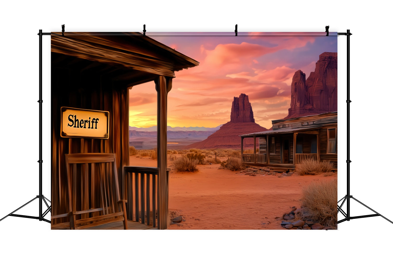 Fall Backdrop Ideas Sheriff Porch Desert Sunset Western Backdrop UK LXX58-188
