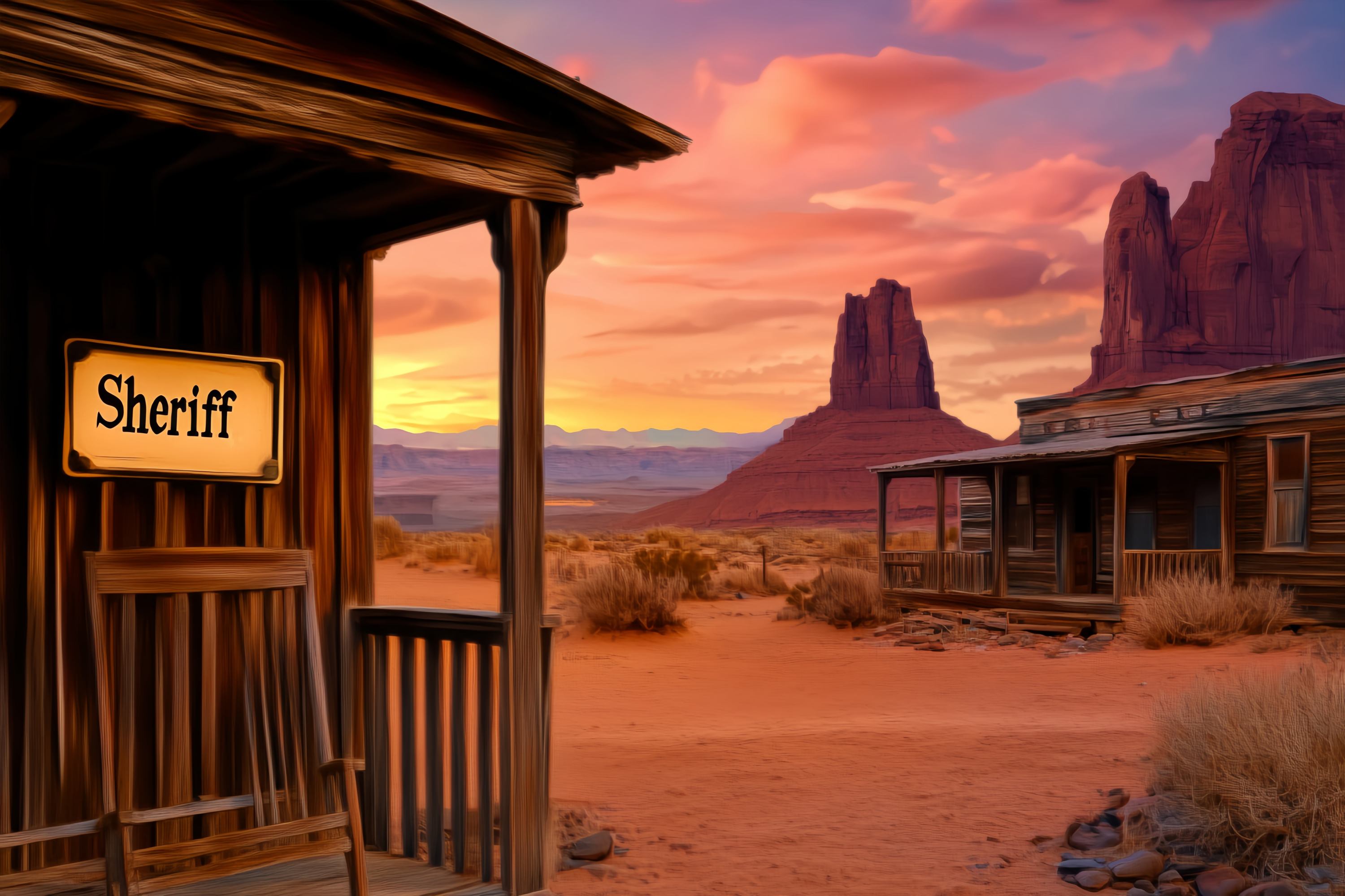 Fall Backdrop Ideas Sheriff Porch Desert Sunset Western Backdrop UK LXX58-188