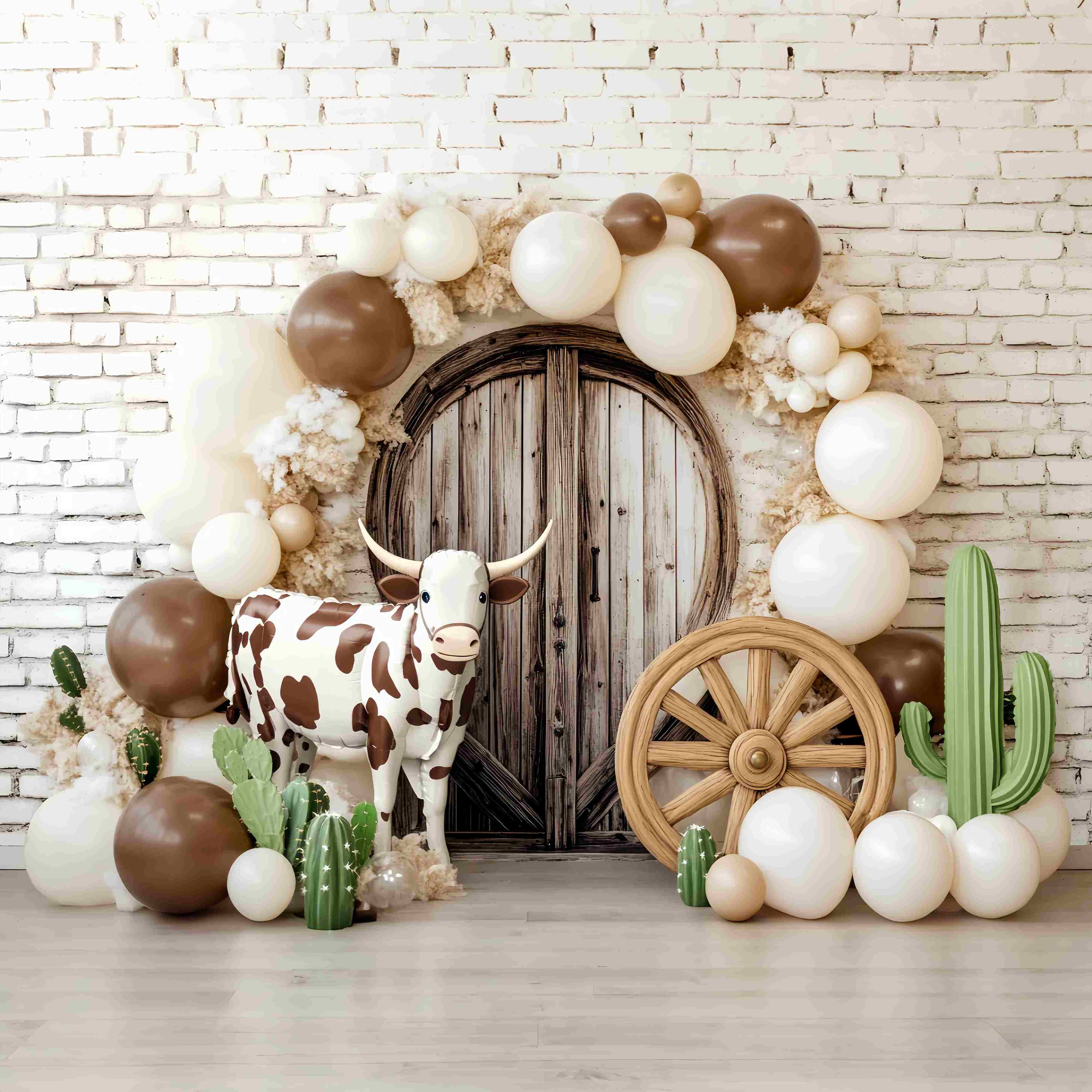 Fall Backdrops Cow Print Balloon Arch Cowboy Backdrop UK LXX58-196
