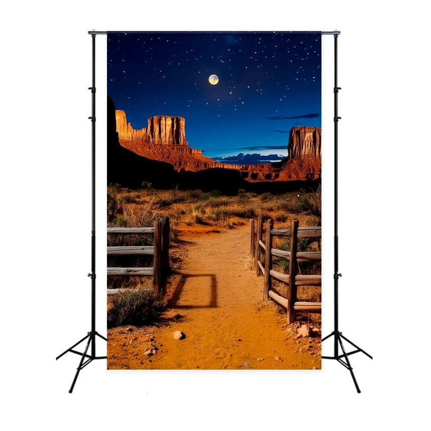 Fall Photography Backdrops Moonlit Desert Canyon View Western Backdrop UK LXX58-197