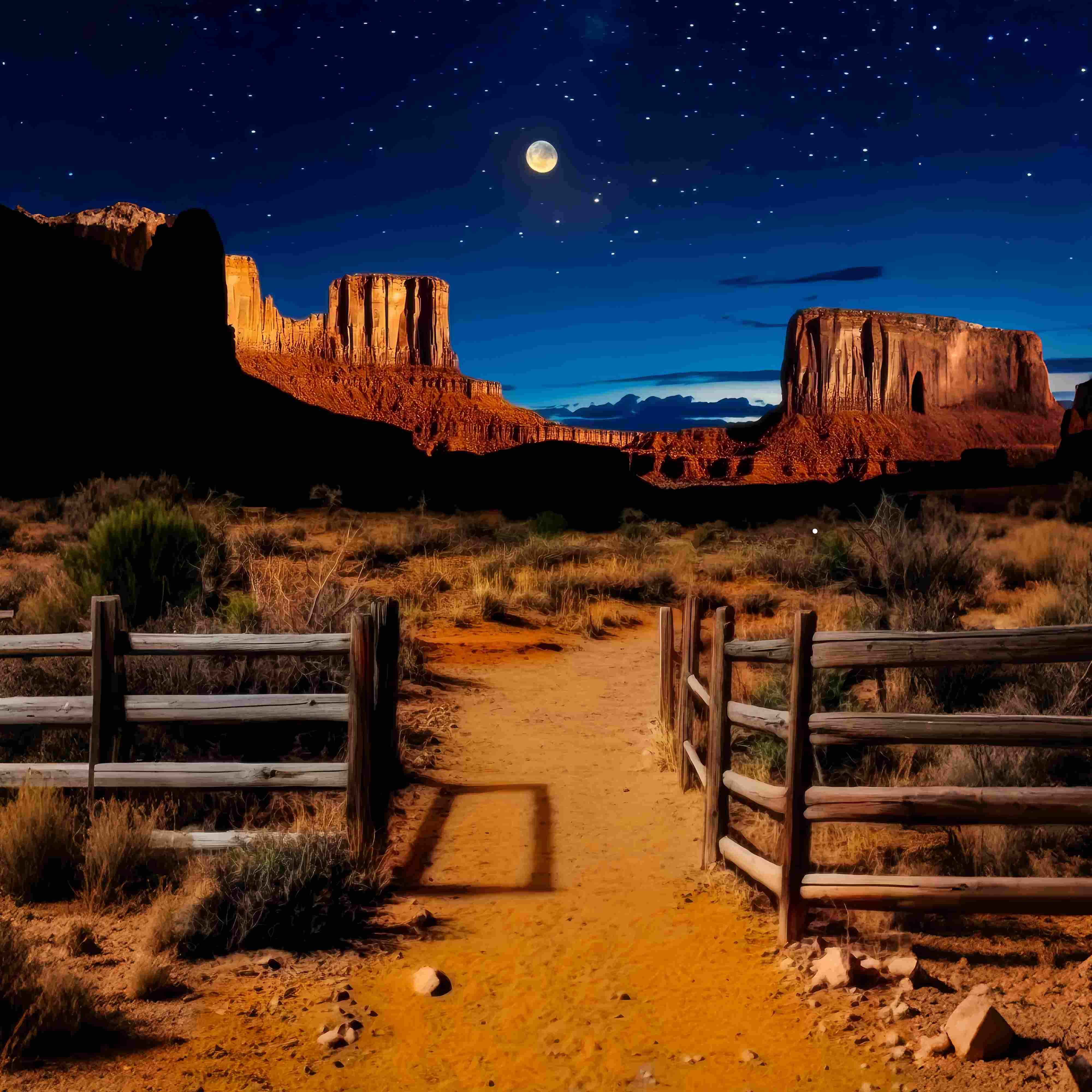 Fall Photography Backdrops Moonlit Desert Canyon View Western Backdrop UK LXX58-197