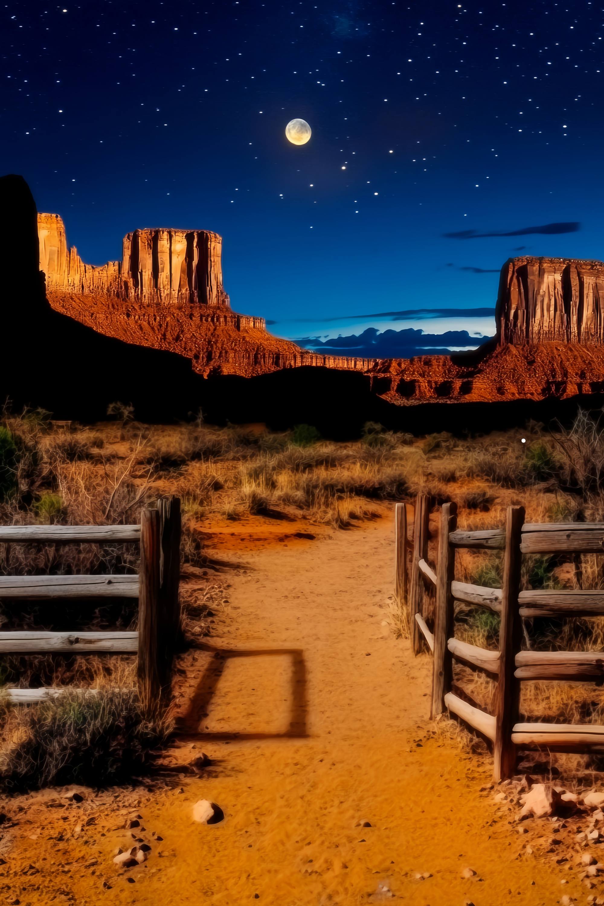 Fall Photography Backdrops Moonlit Desert Canyon View Western Backdrop UK LXX58-197