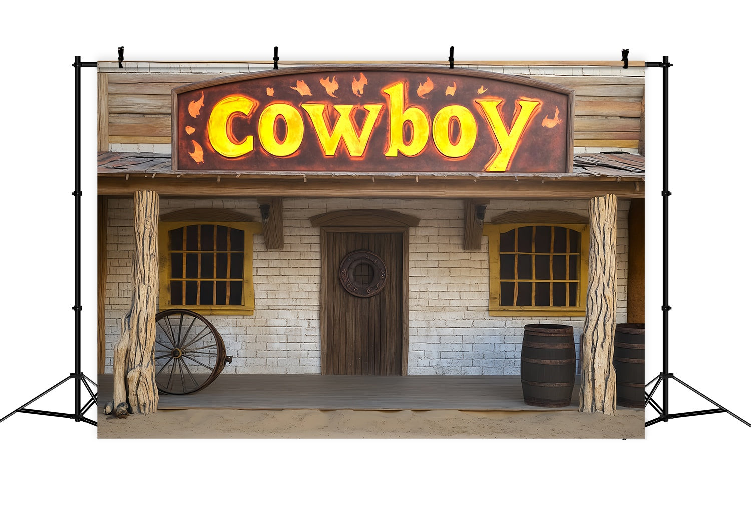 Autumn Photo Backdrop Rustic Cowboy Storefront Display Cowboy Backdrop UK LXX58-203