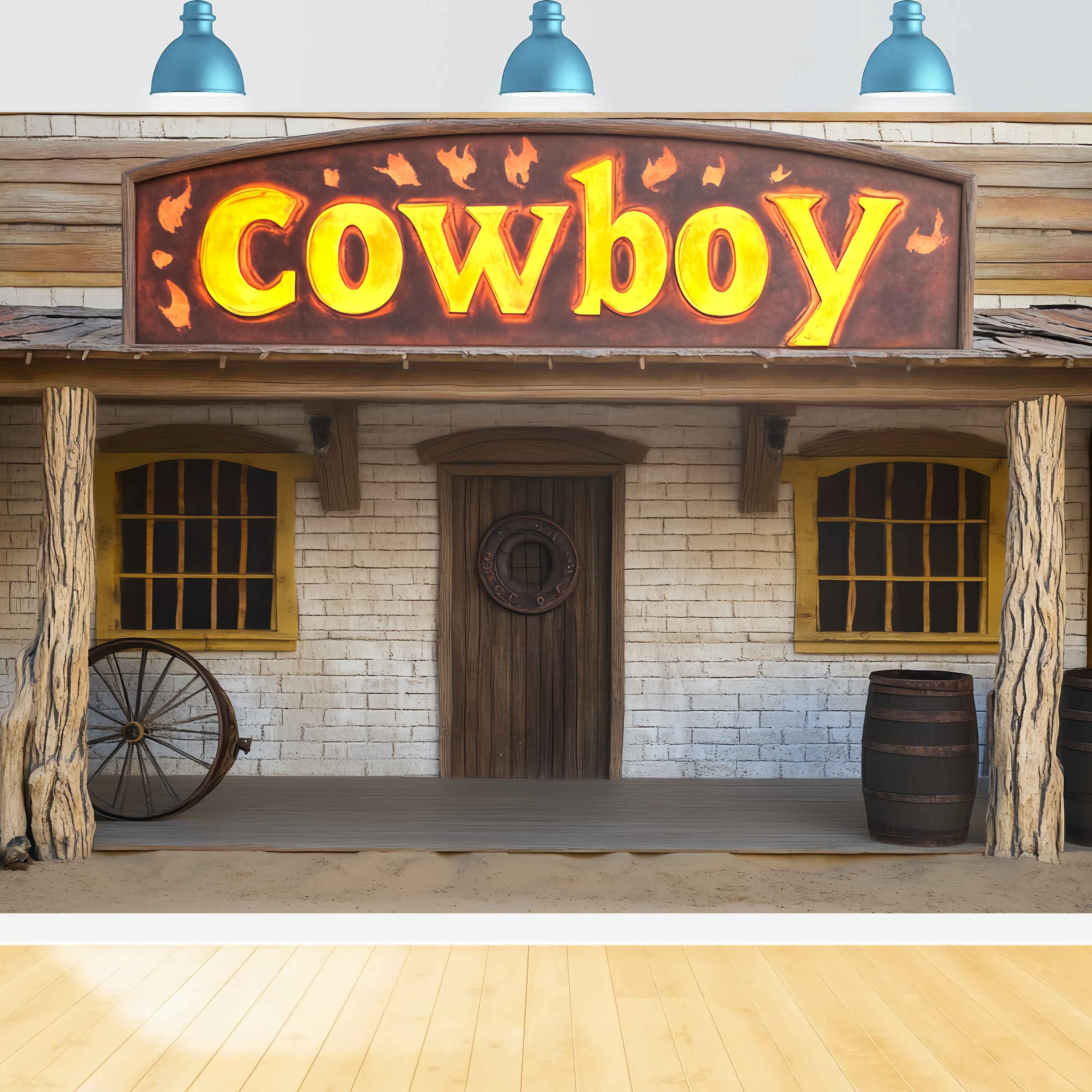 Autumn Photo Backdrop Rustic Cowboy Storefront Display Cowboy Backdrop UK LXX58-203