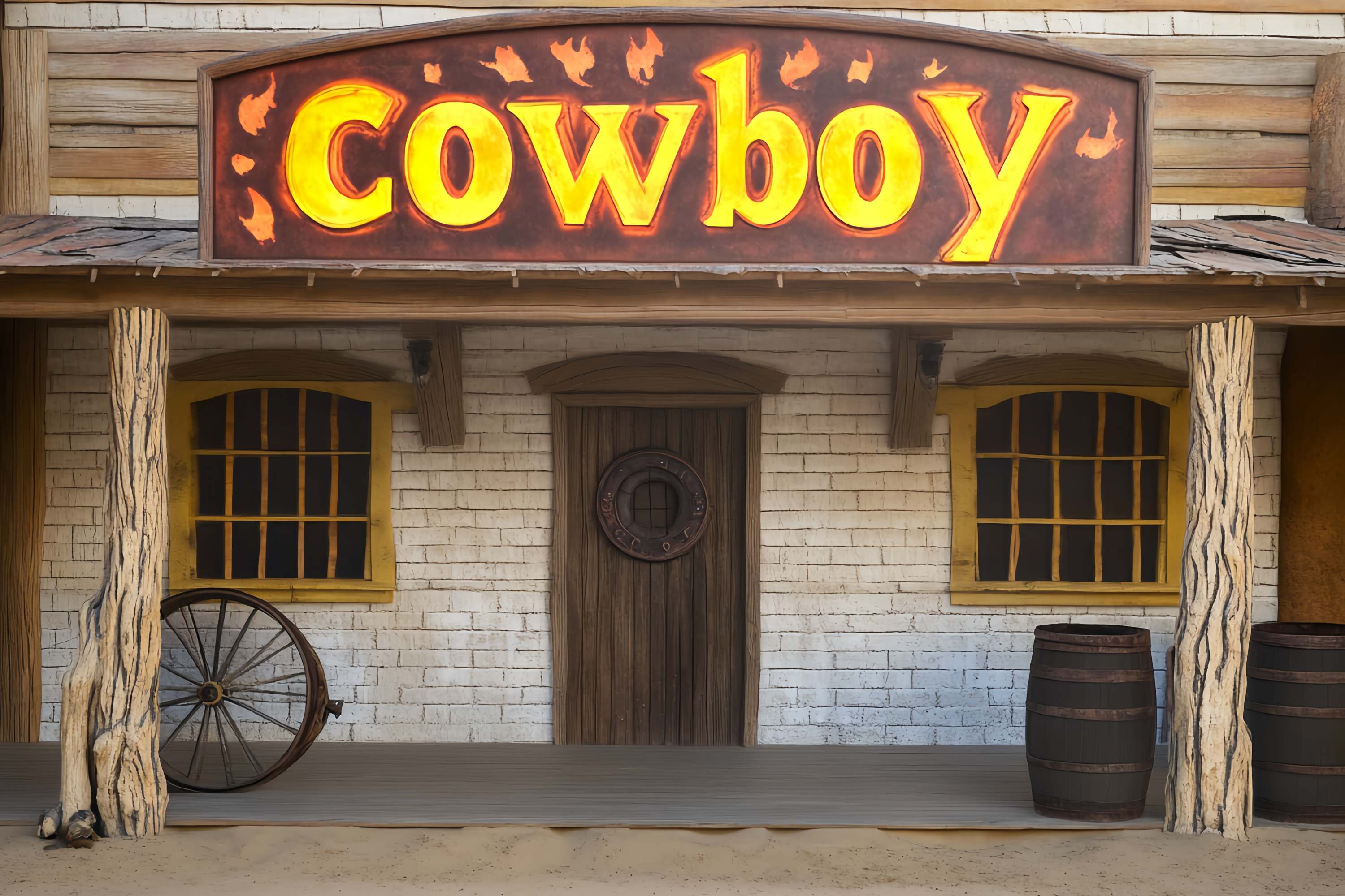 Autumn Photo Backdrop Rustic Cowboy Storefront Display Cowboy Backdrop UK LXX58-203