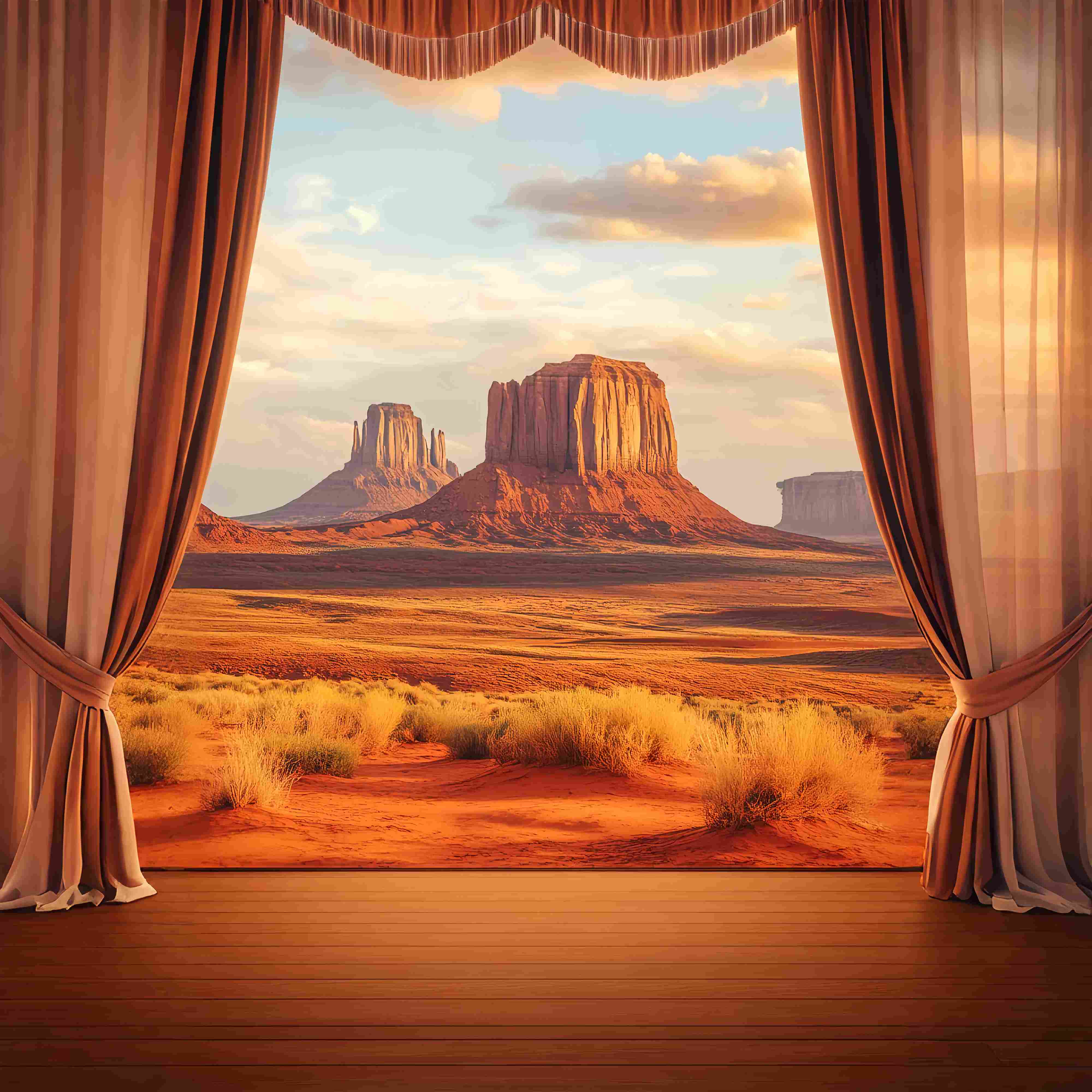 Fall Photo Backdrops Desert Plateau Sunset View Western Backdrop UK LXX58-208