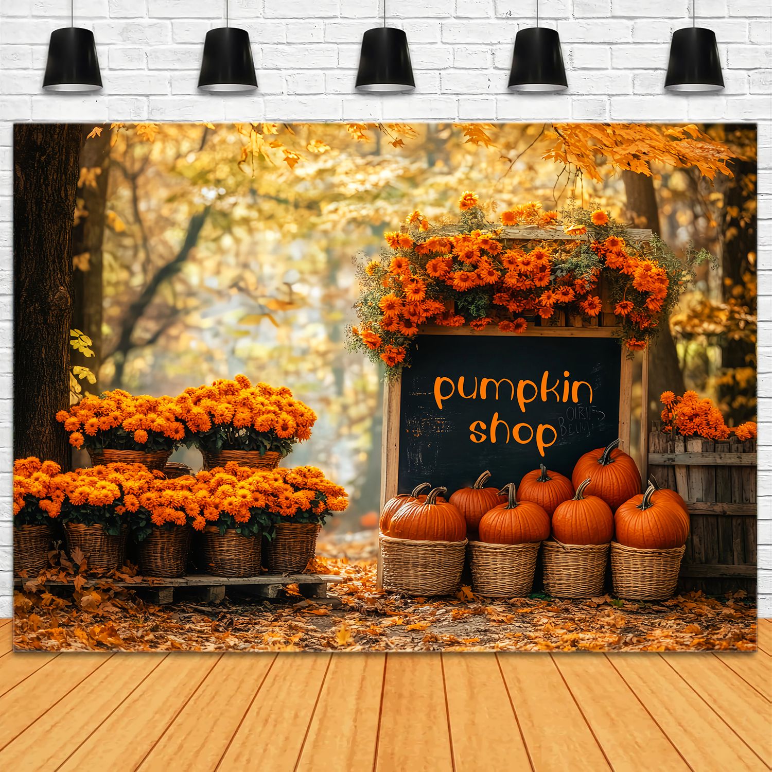 Autumn Backdrops Pumpkin Shop Autumn Flower Market Pumpkin Backdrop UK LXX58-215