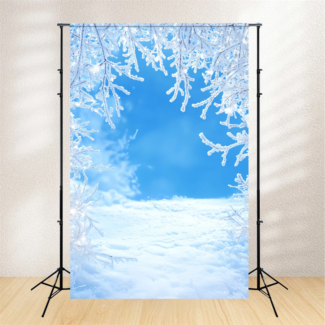 Winter Sky Backdrop Frosty Branches Blue Sky Winter Snow Backdrop UK LXX58-217
