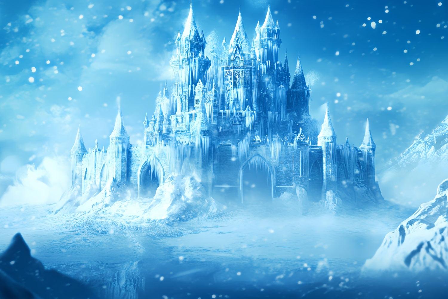 Winter Wonderland Backdrop Frozen Enchanted Ice Castle Winter Backdrop UK LXX58-222