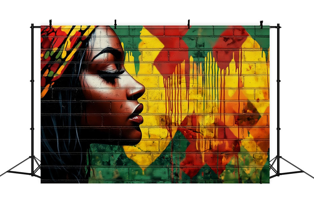 Black History Face Graffiti Wall Portrait Woman Bold Colors Graffiti Backdrop UK LXX58-255