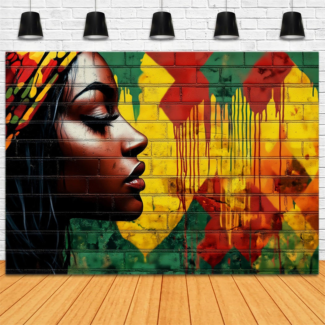 Black History Face Graffiti Wall Portrait Woman Bold Colors Graffiti Backdrop UK LXX58-255