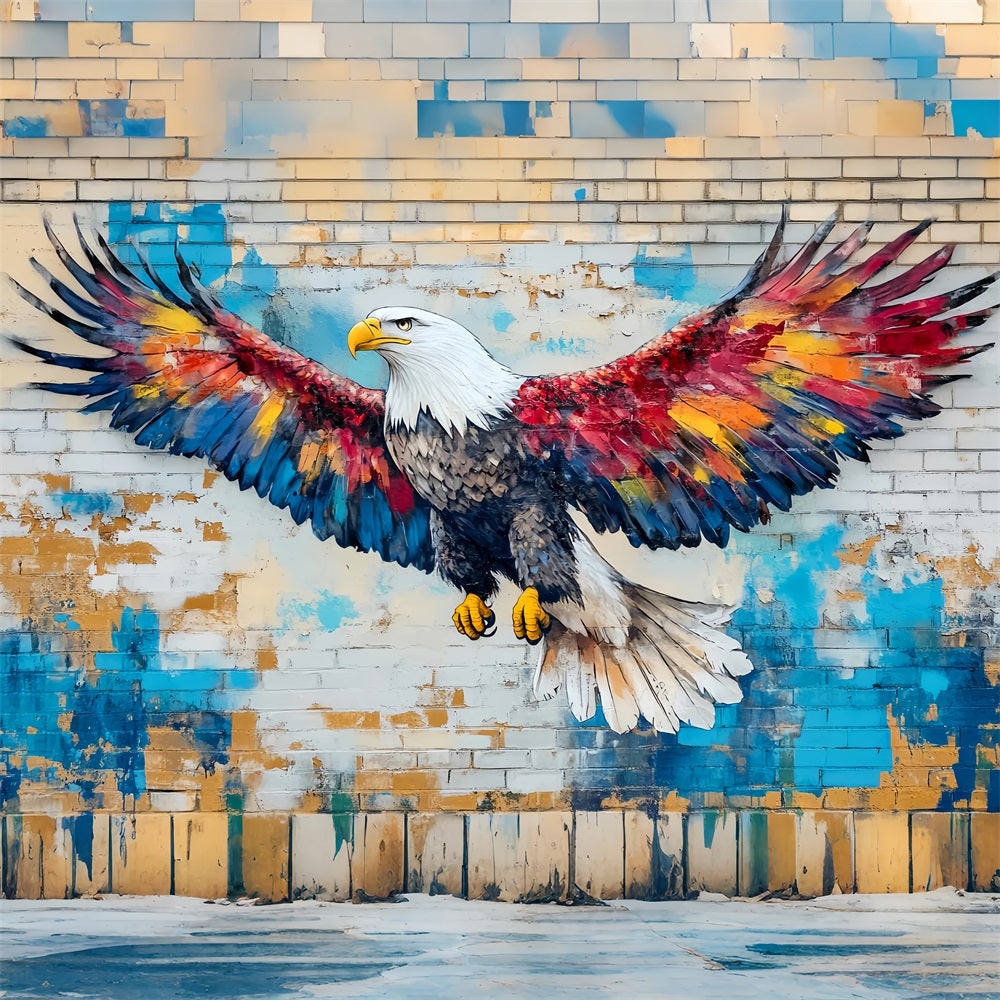 Graffiti Wall Flying Eagle Painted Feathers Graffiti Photo Backdrop UK LXX58-258